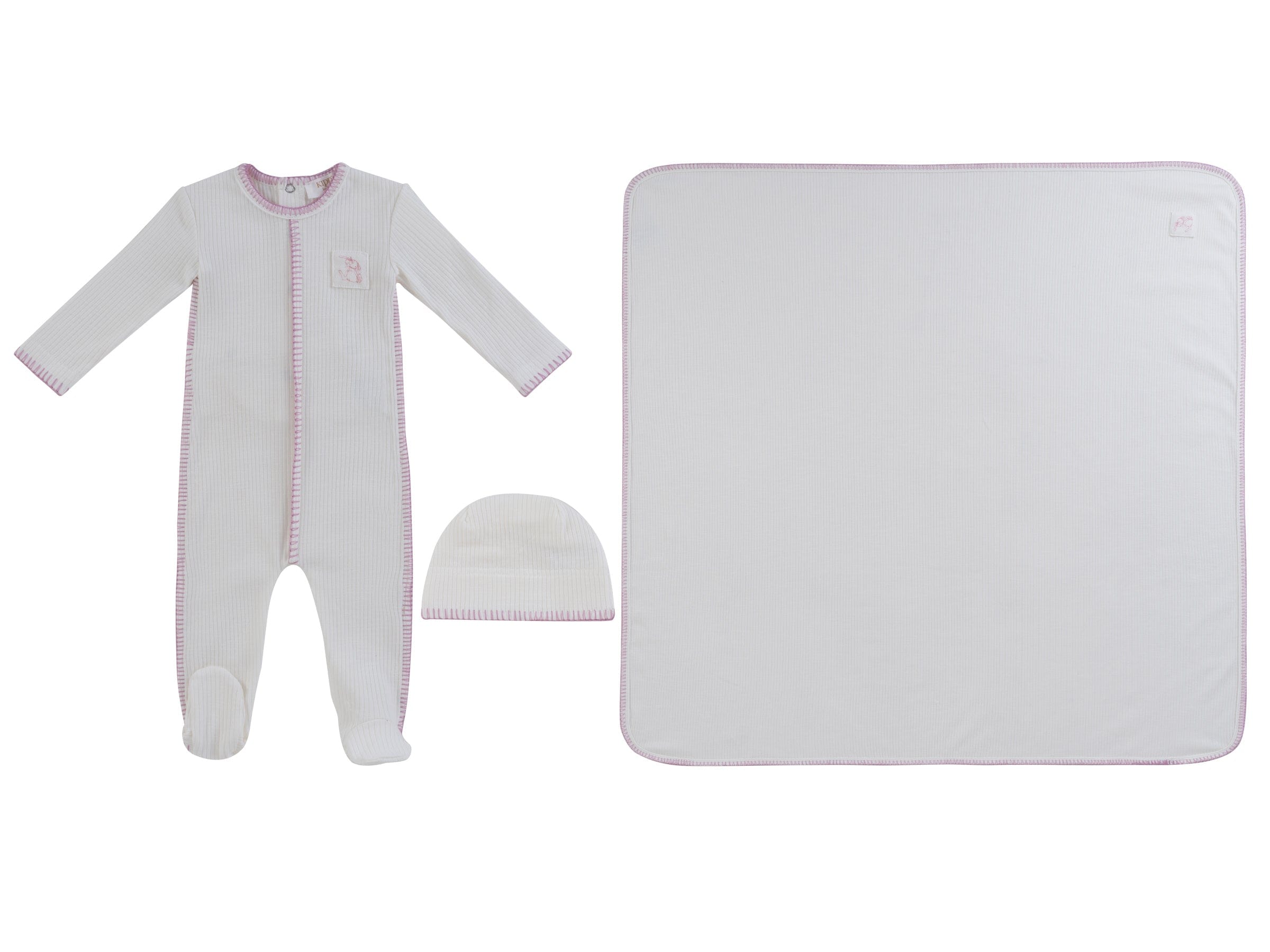 Bunny Rib Footie 3pc Set - Pink