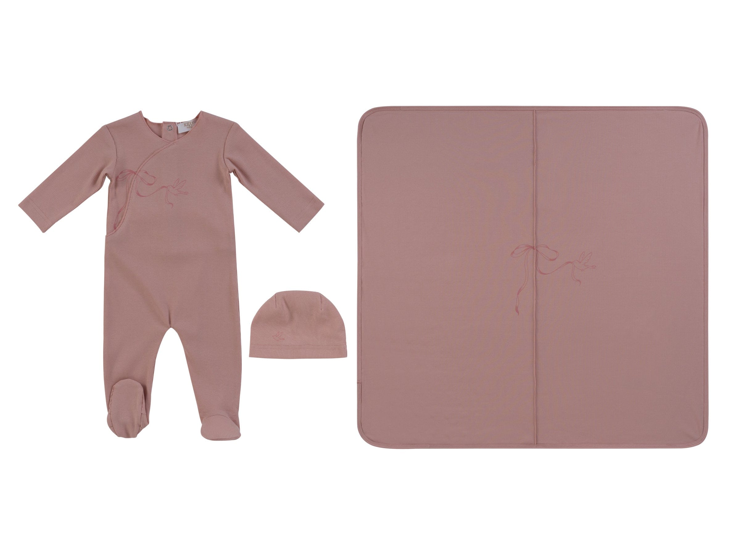 Flutter Bow Footie 3pc Set - Pink