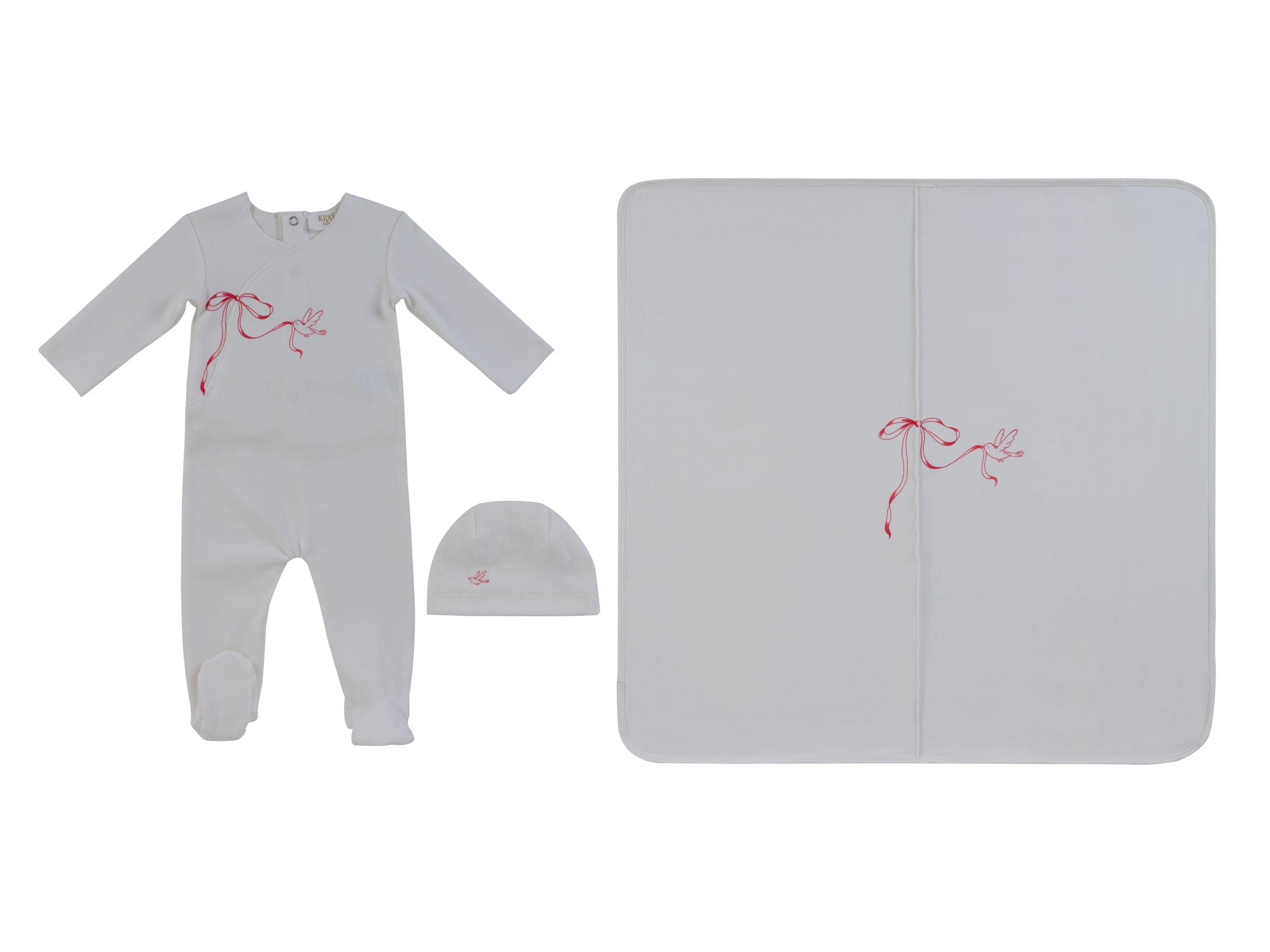 Flutter Bow Footie 3pc Set - Red
