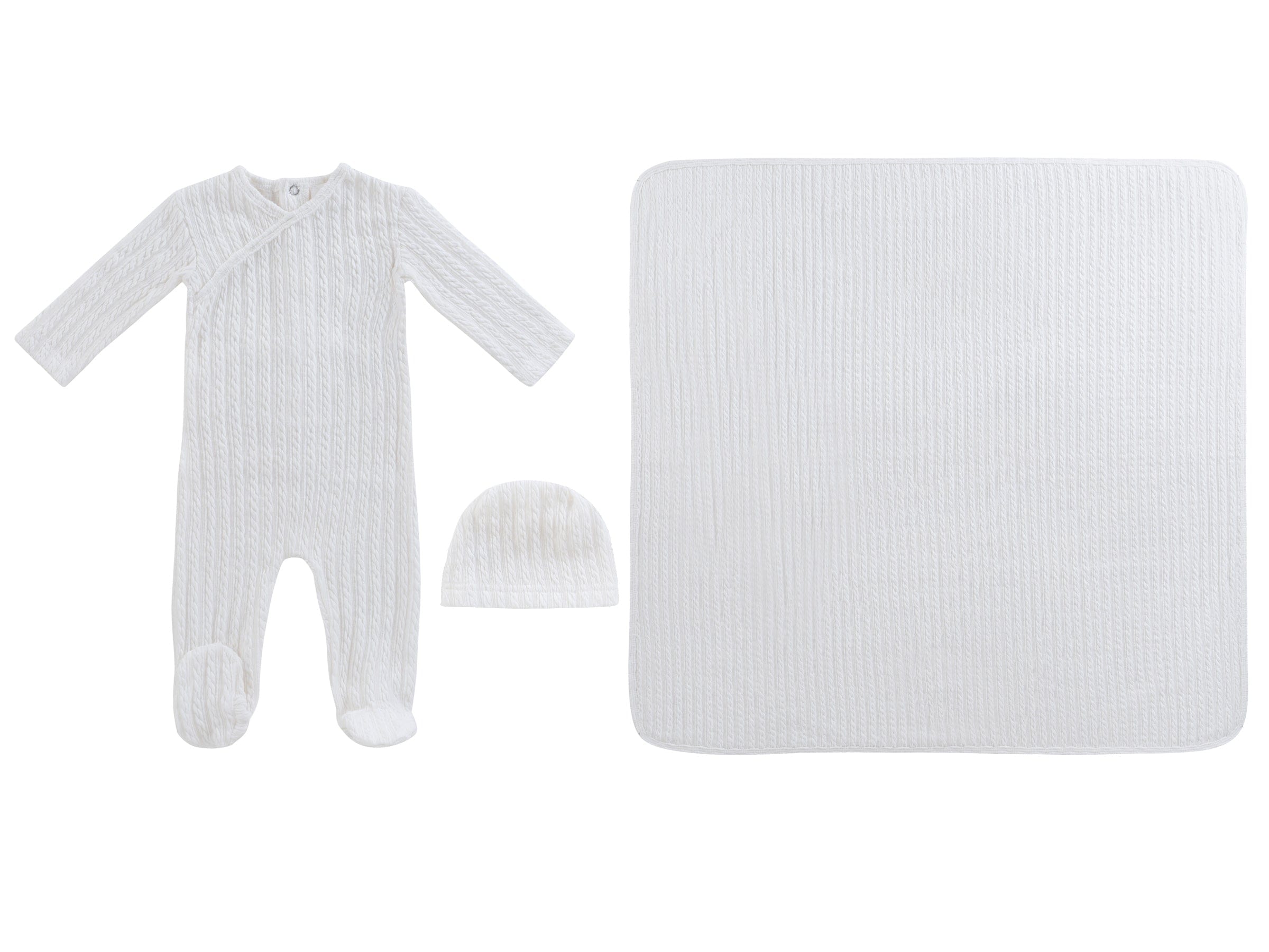 Cable Wrap Footie 3pc Set - White