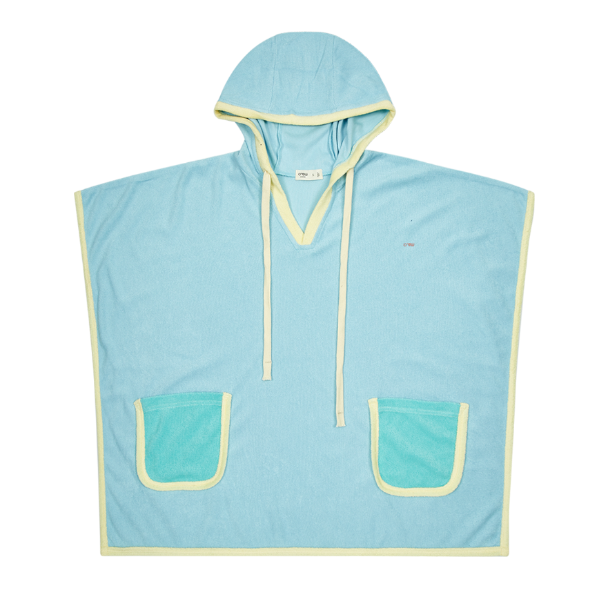 Colorblock Terry Poncho - Blue