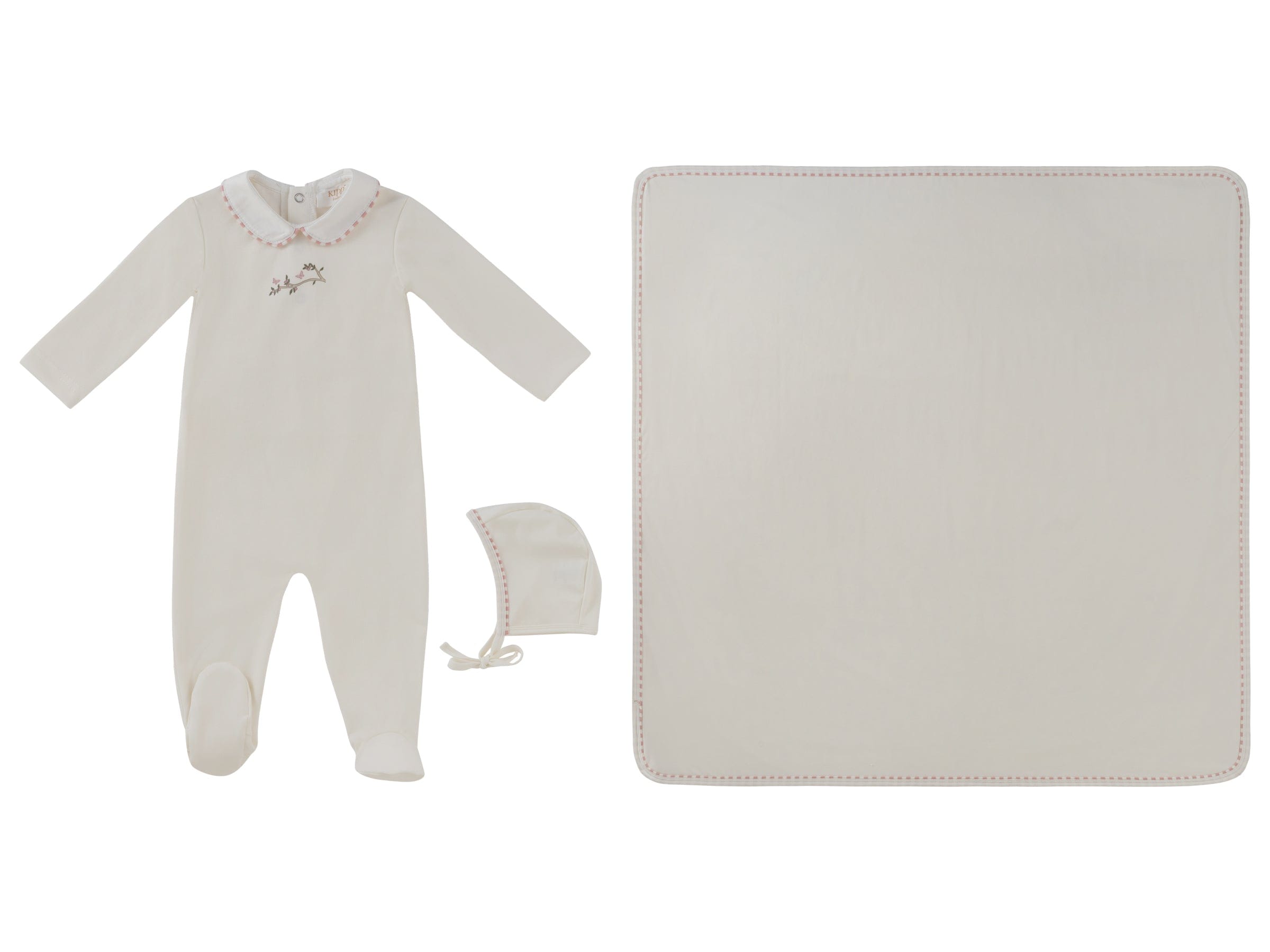 Magical Meadow Collar Footie 3pc Set - White Pink