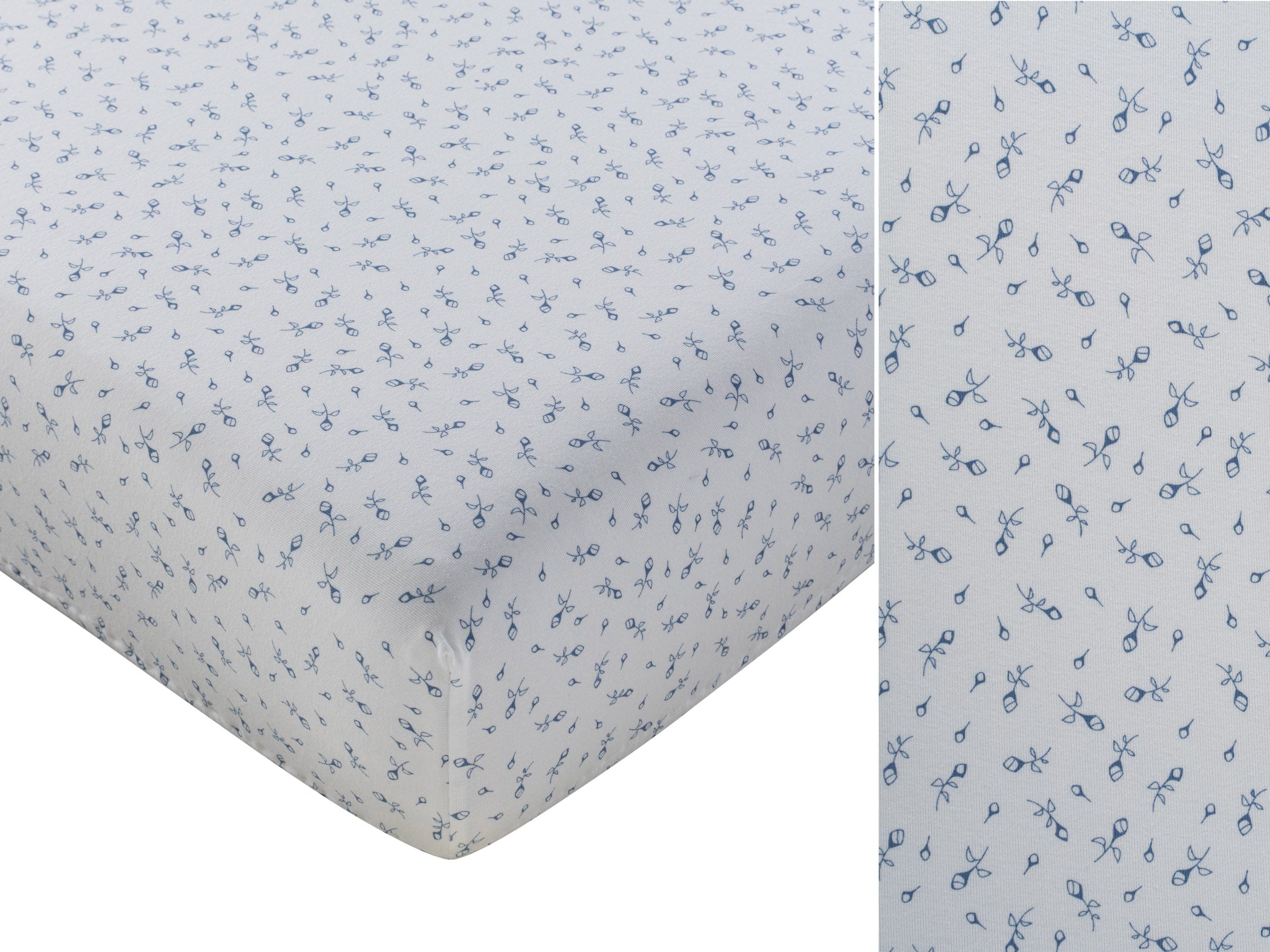 Petit Pois Fitted Full Crib Sheet - Blue