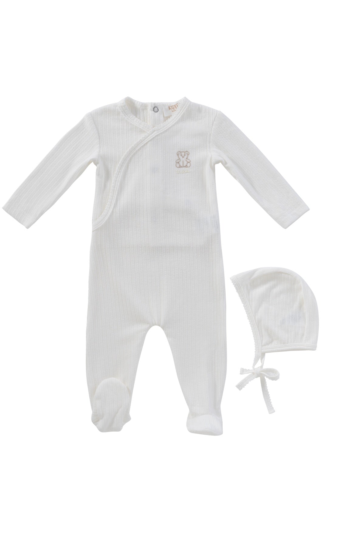 Teddy Wrap Footie + Bonnet - Stone