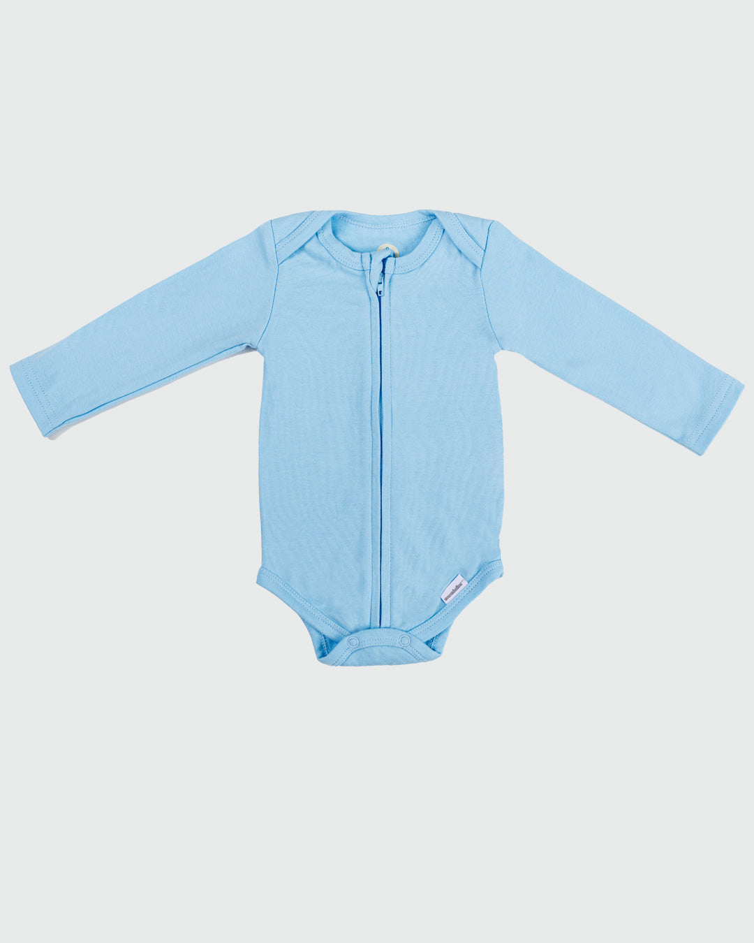 Long Sleeve Zipper Bodysuit In Sky, 3-6m