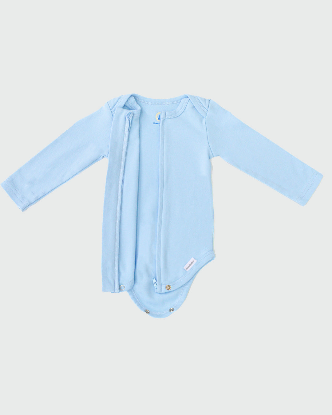 Long Sleeve Zipper Bodysuit In Sky, 9-12m