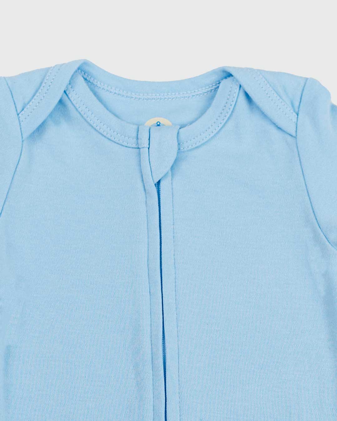 Short Sleeve Zipper Bodysuit In Sky, 9-12m