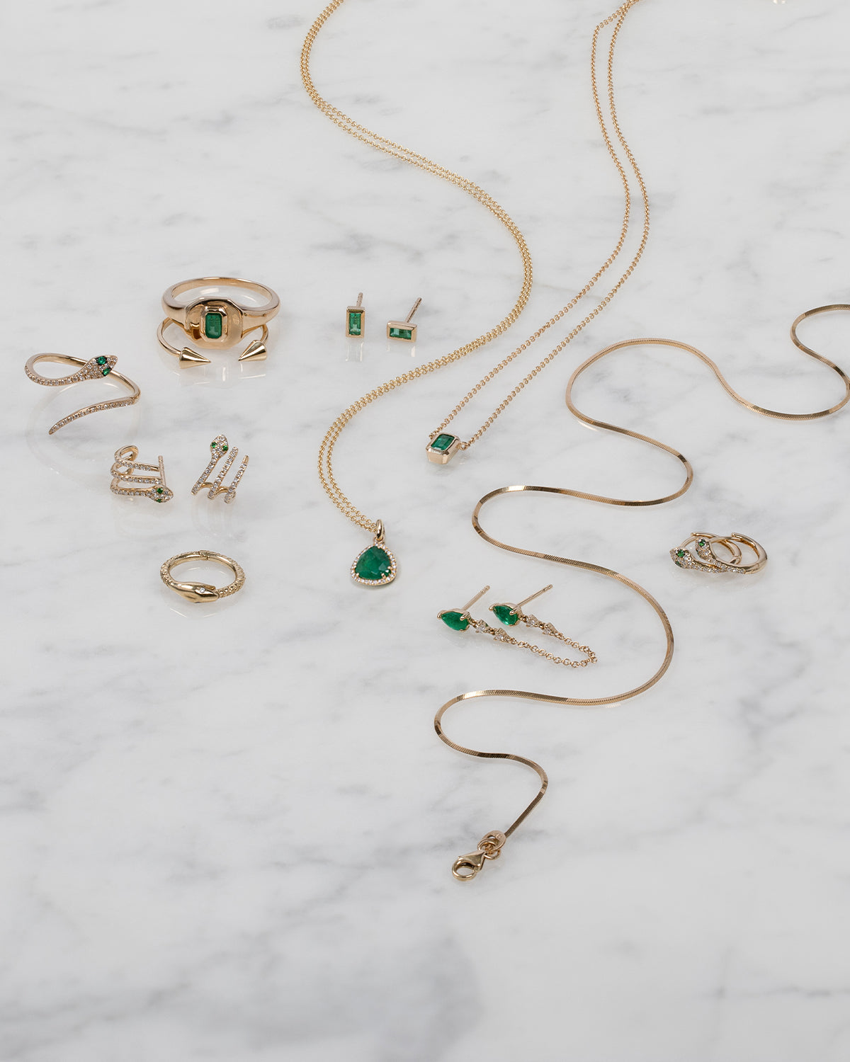 Diamond Snake Huggie Earrings