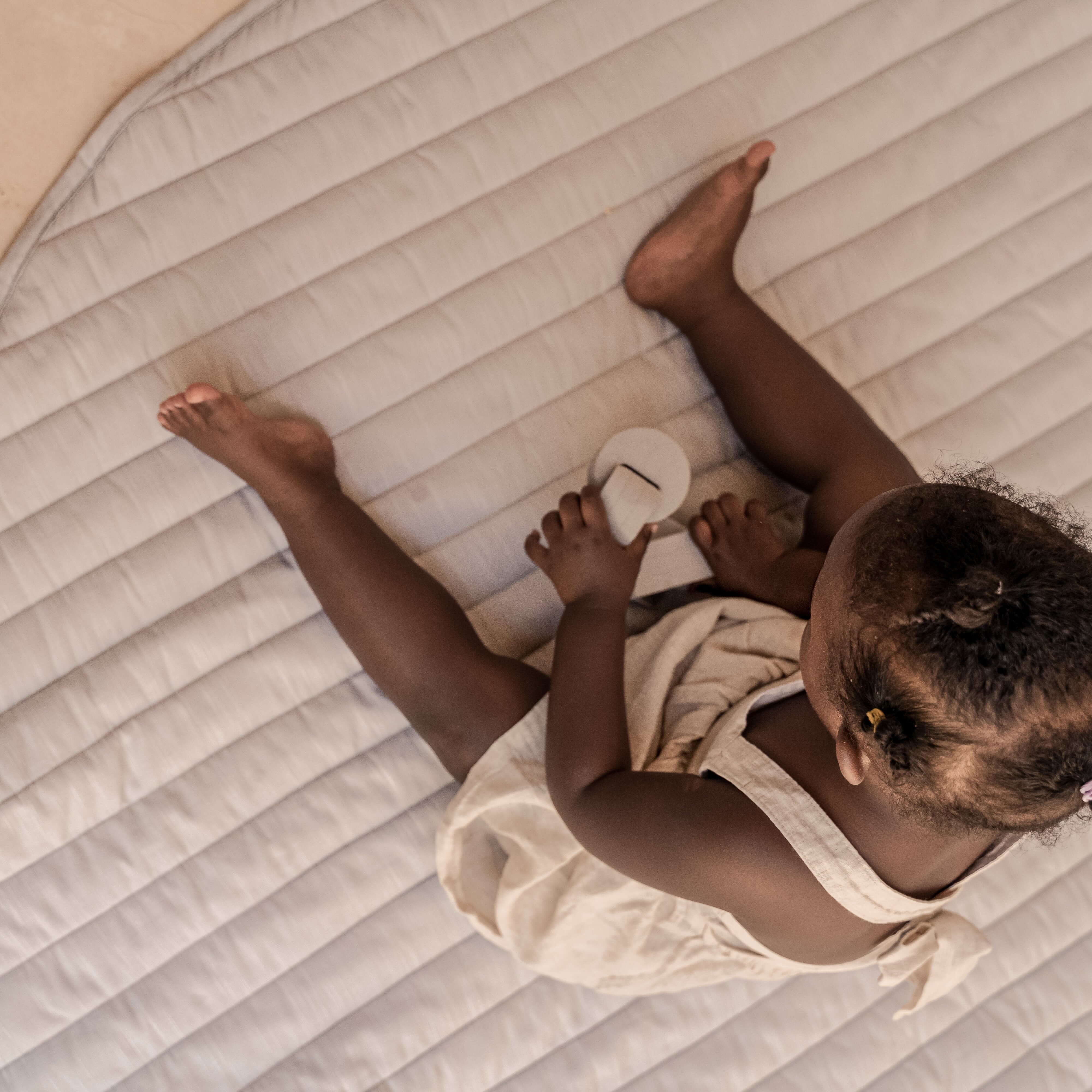 Quilted Cotton Reversible Playmats | Stripes - Stone