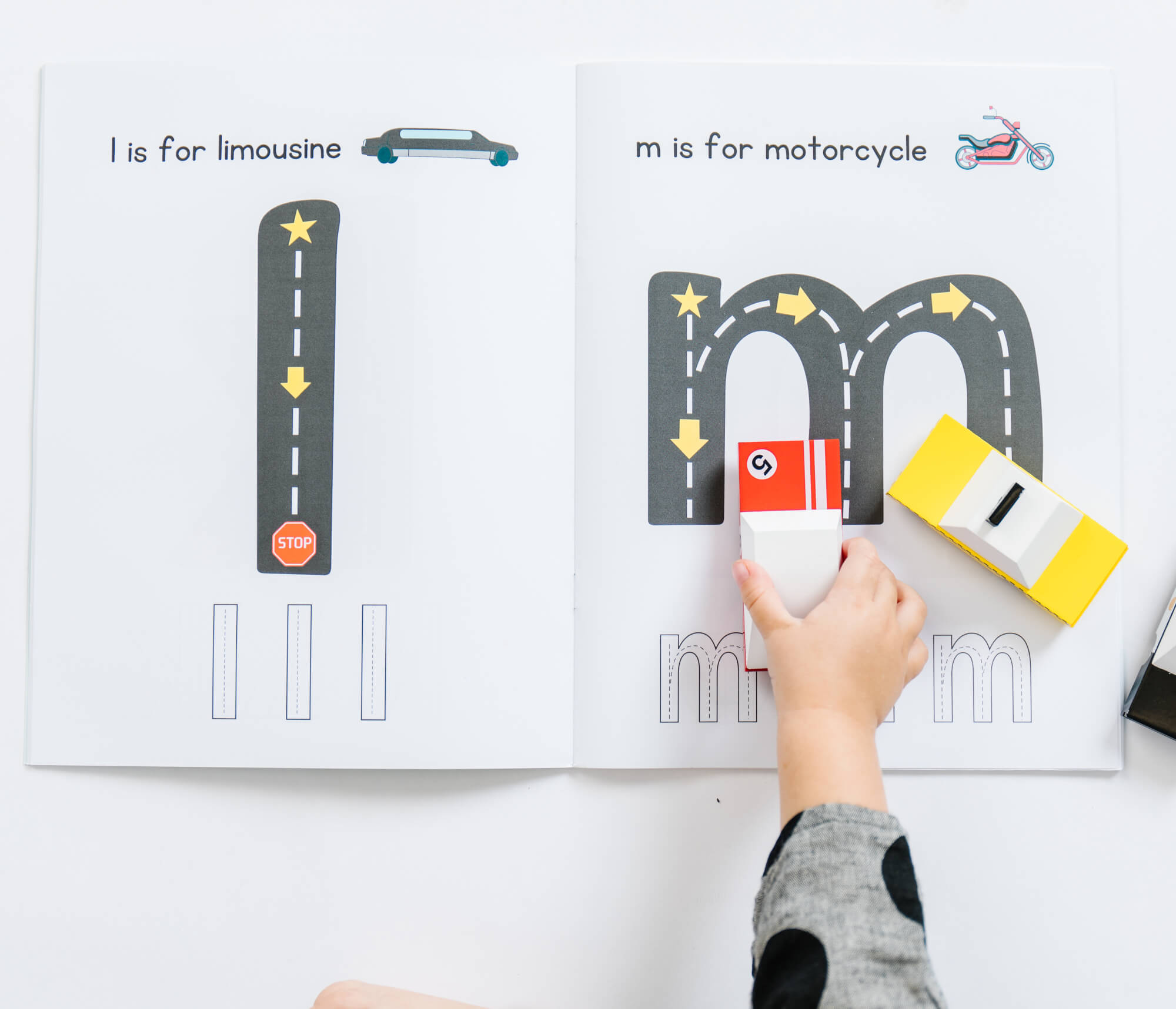 Road Trace Activity Book: Alphabet & Numbers Learning