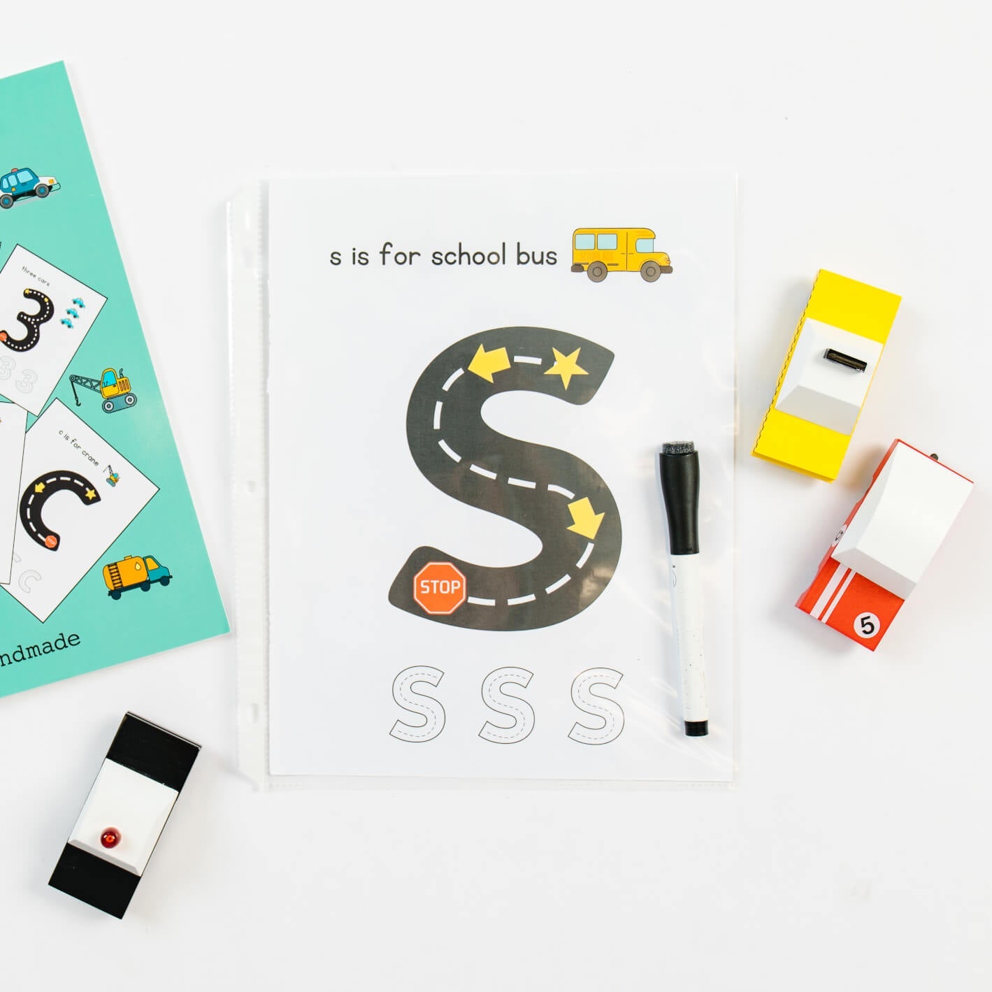 Road Trace Activity Book: Alphabet & Numbers Learning