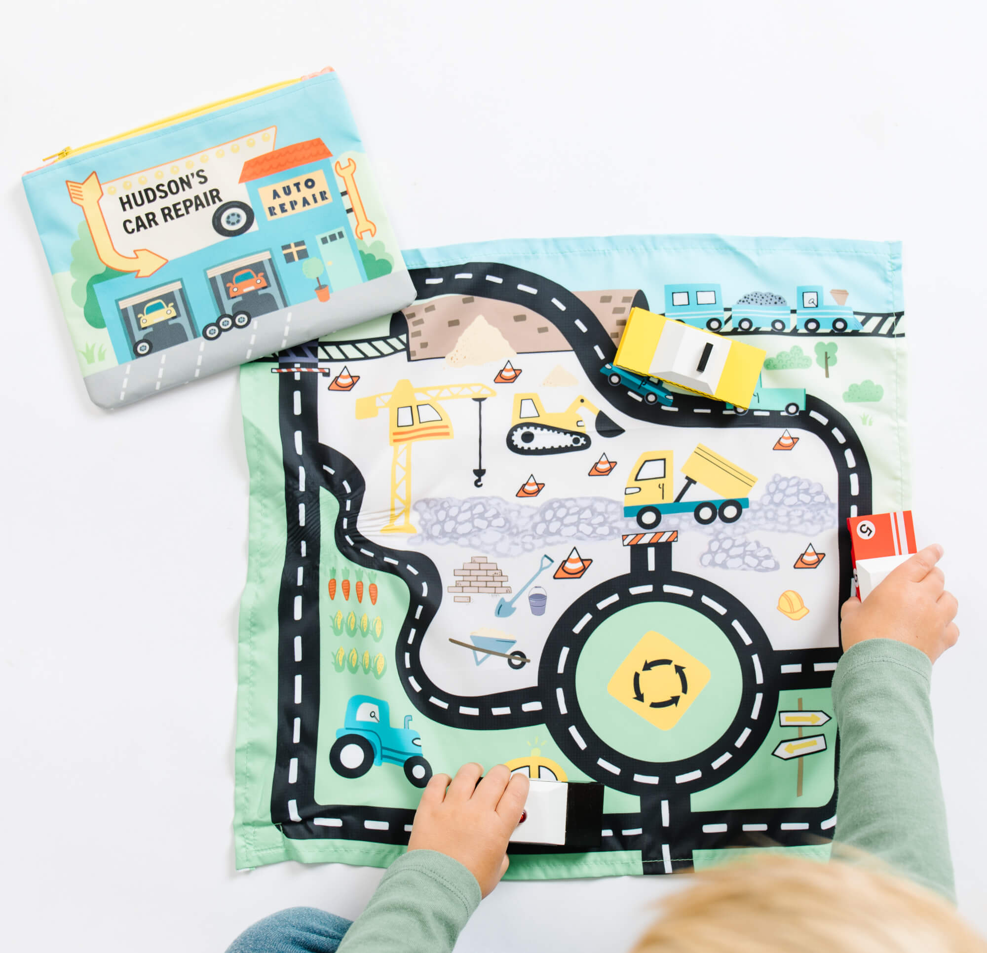 Toy Car Mat & Pouch: All-in-one Travel Entertainment!