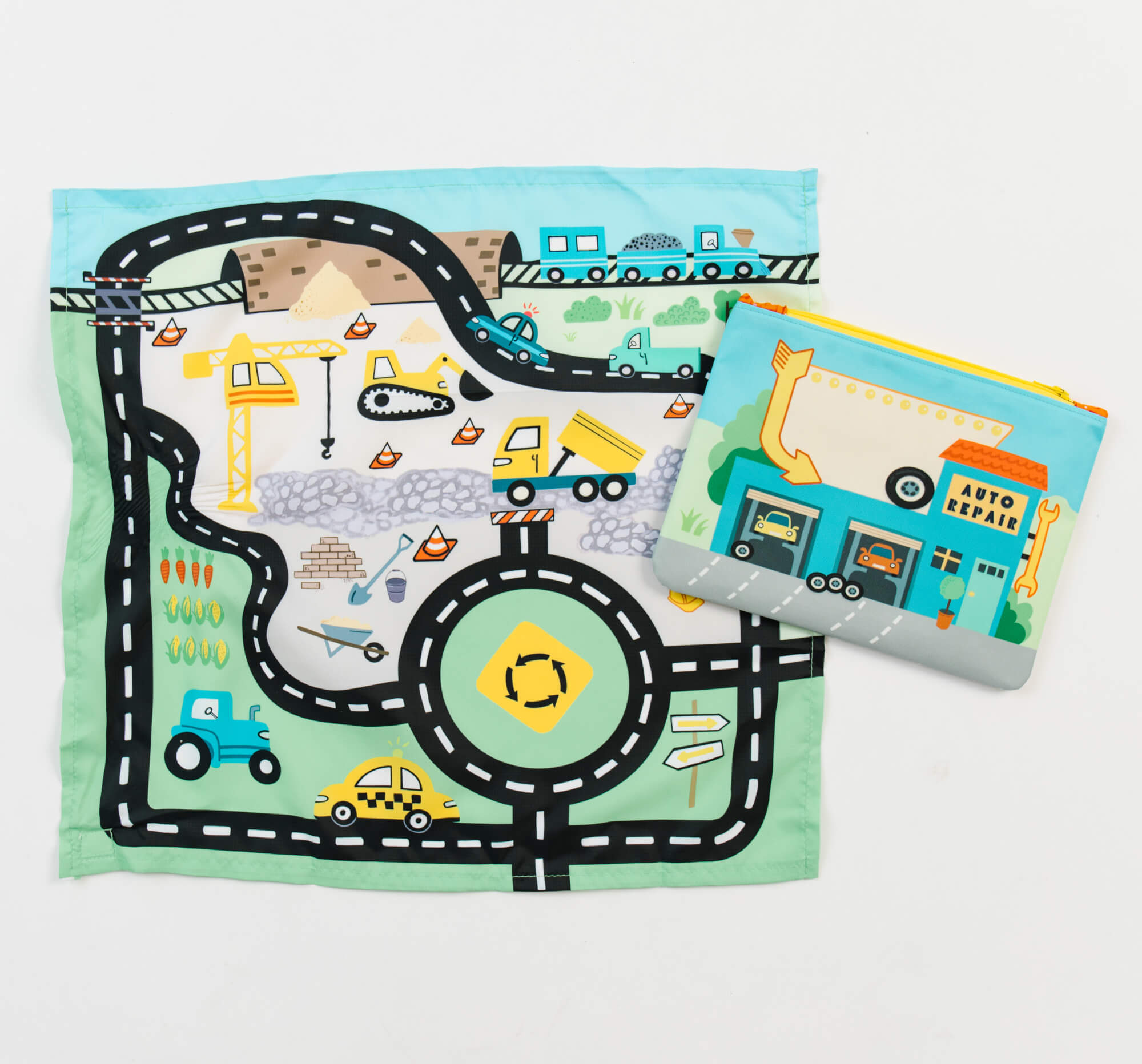 Toy Car Mat & Pouch: All-in-one Travel Entertainment!