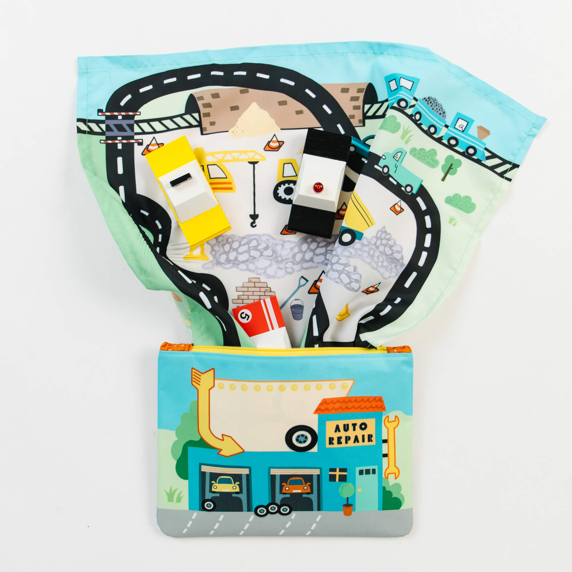 Toy Car Mat & Pouch: All-in-one Travel Entertainment!
