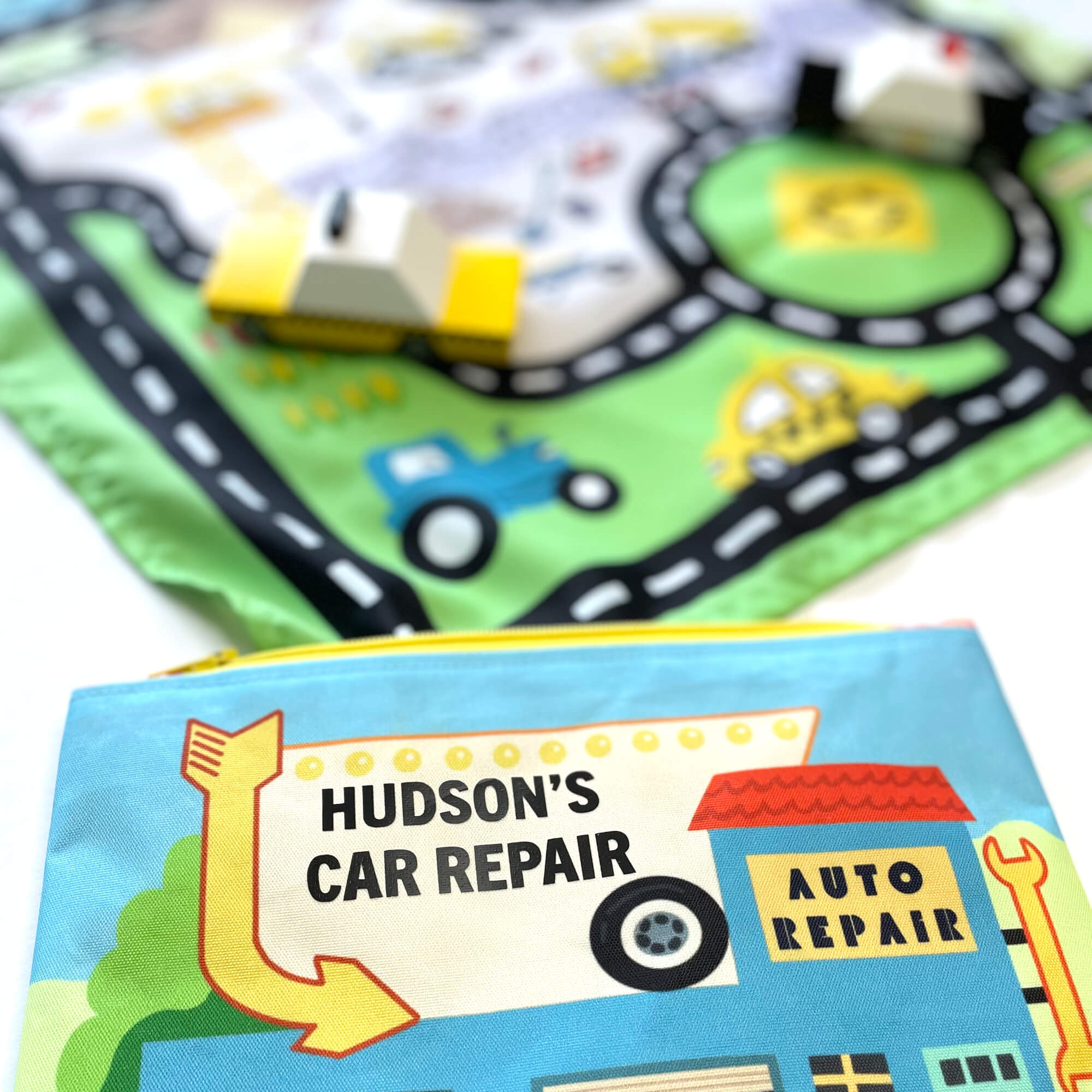 Toy Car Mat & Pouch: All-in-one Travel Entertainment!