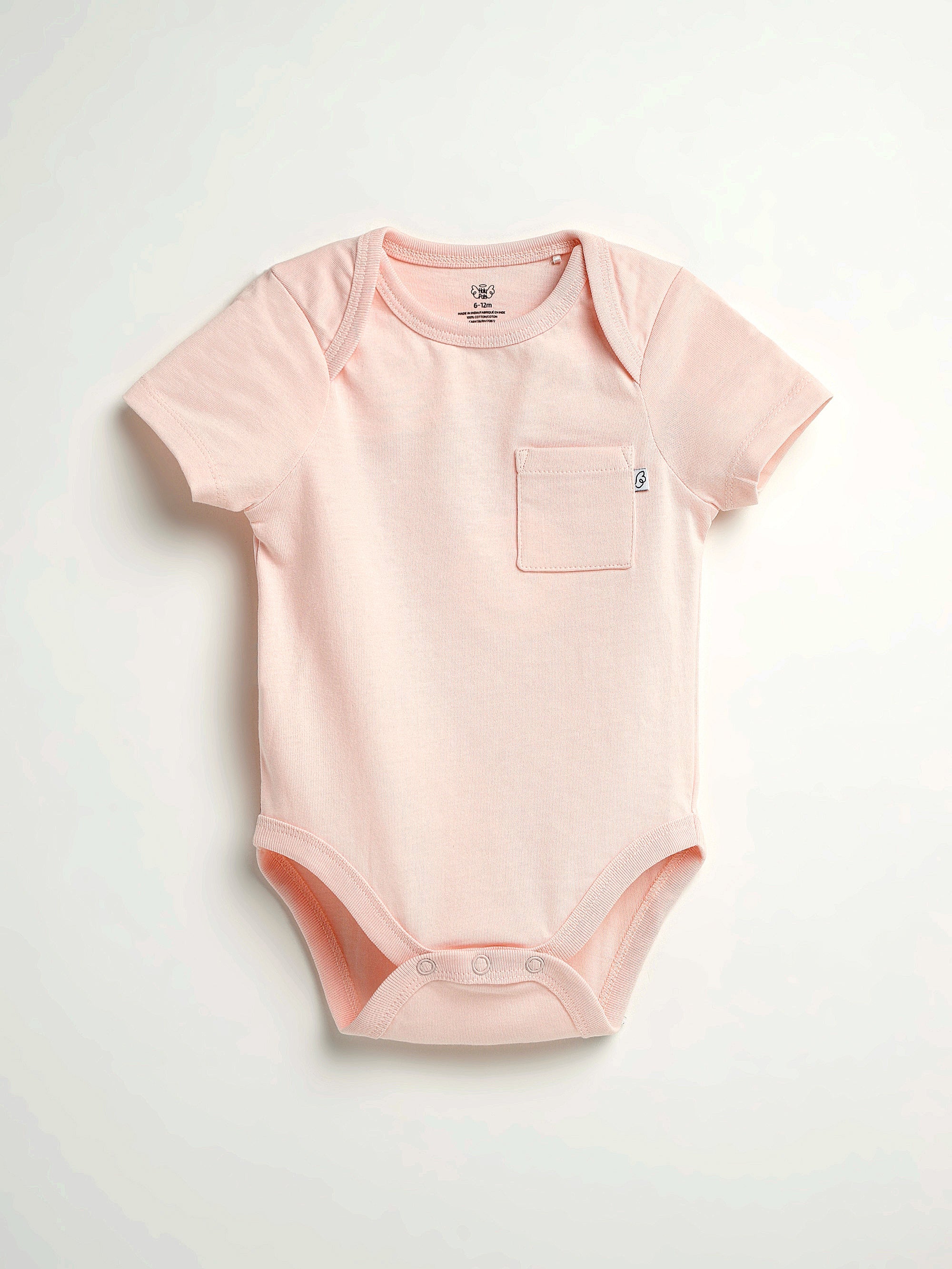 Pink Prayer Pocket Short Sleeve Bodysuit Cotton