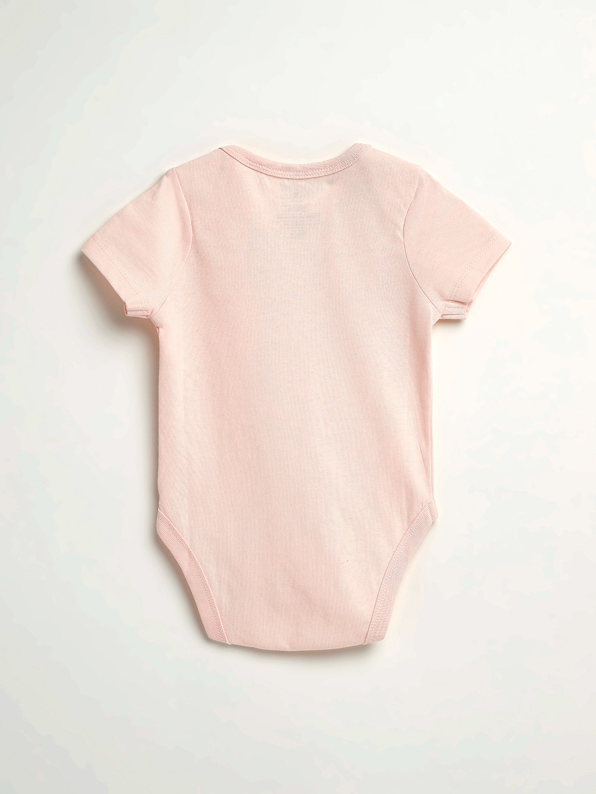 Pink Prayer Pocket Short Sleeve Bodysuit Cotton