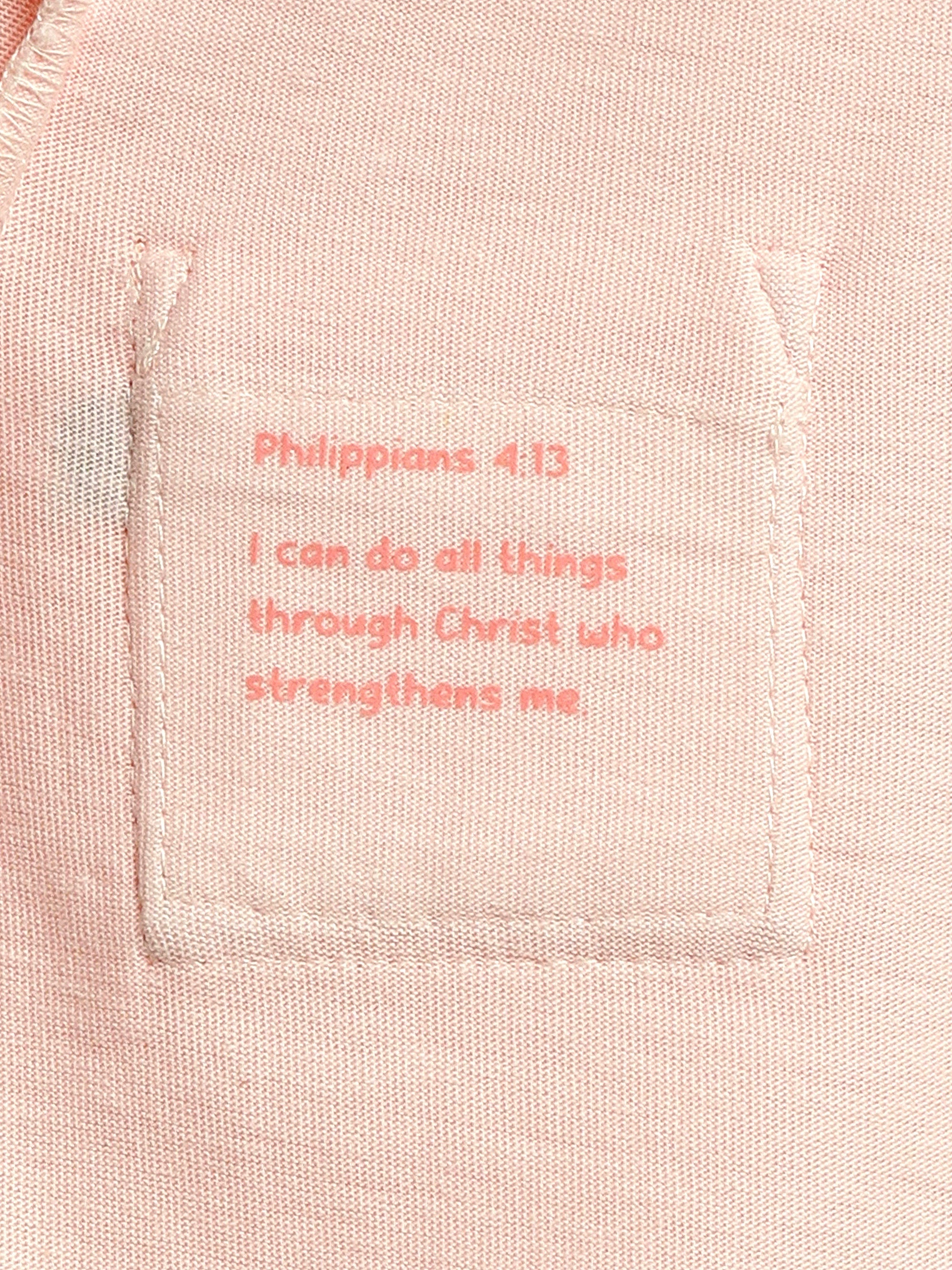 Pink Prayer Pocket Short Sleeve Bodysuit Cotton