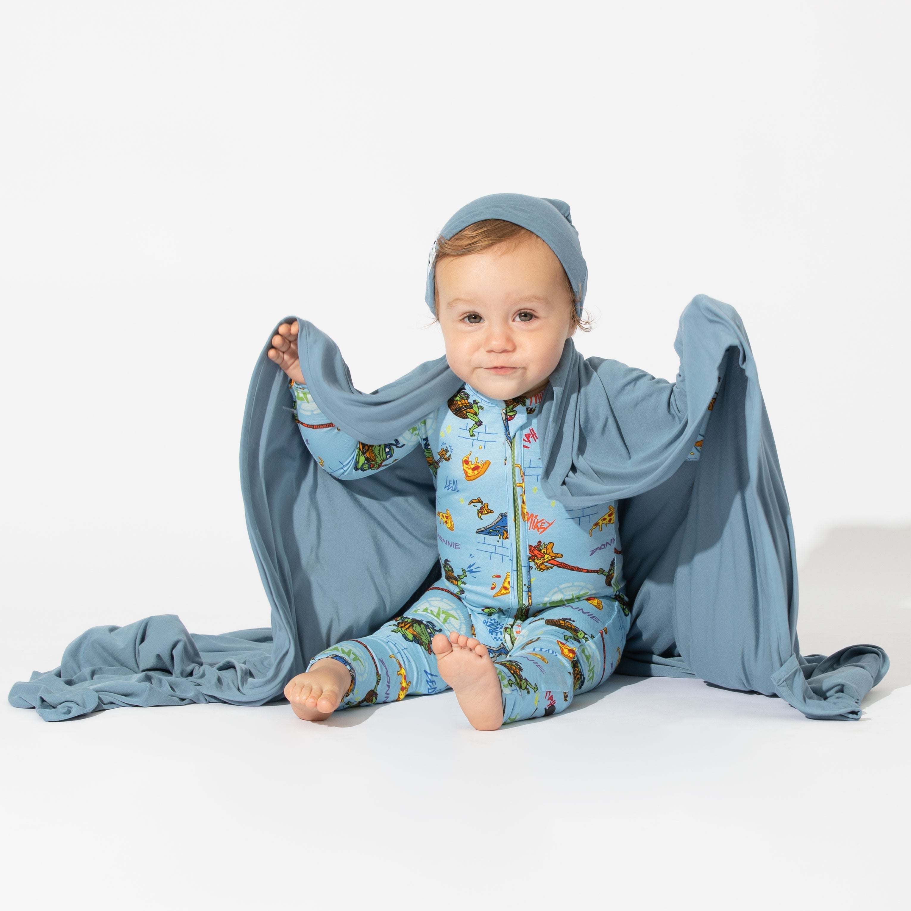 Oasis Teal Bamboo Swaddle & Beanie Set