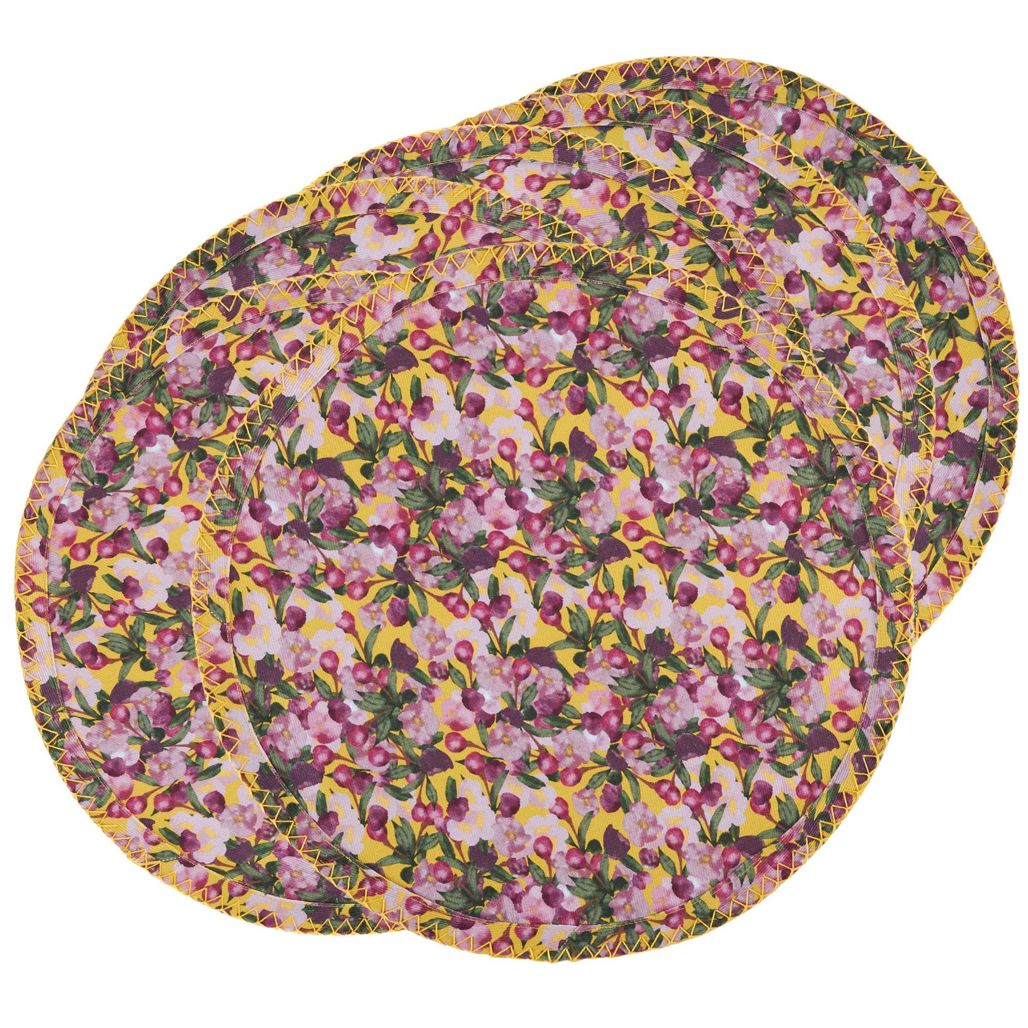 6 Round Placemats Romance Is Dead Yellow