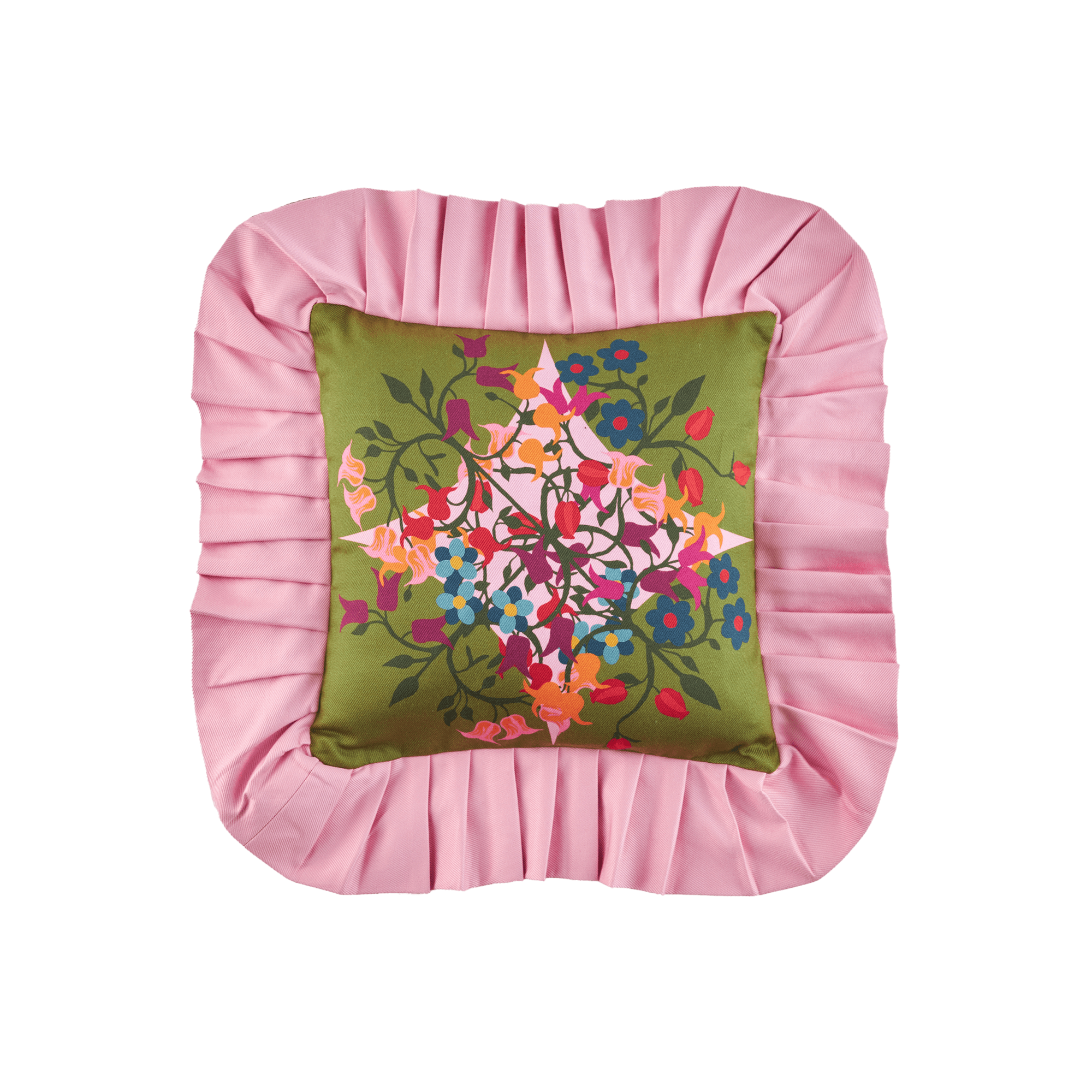 Ruffled Pillow Cover Blumen Green