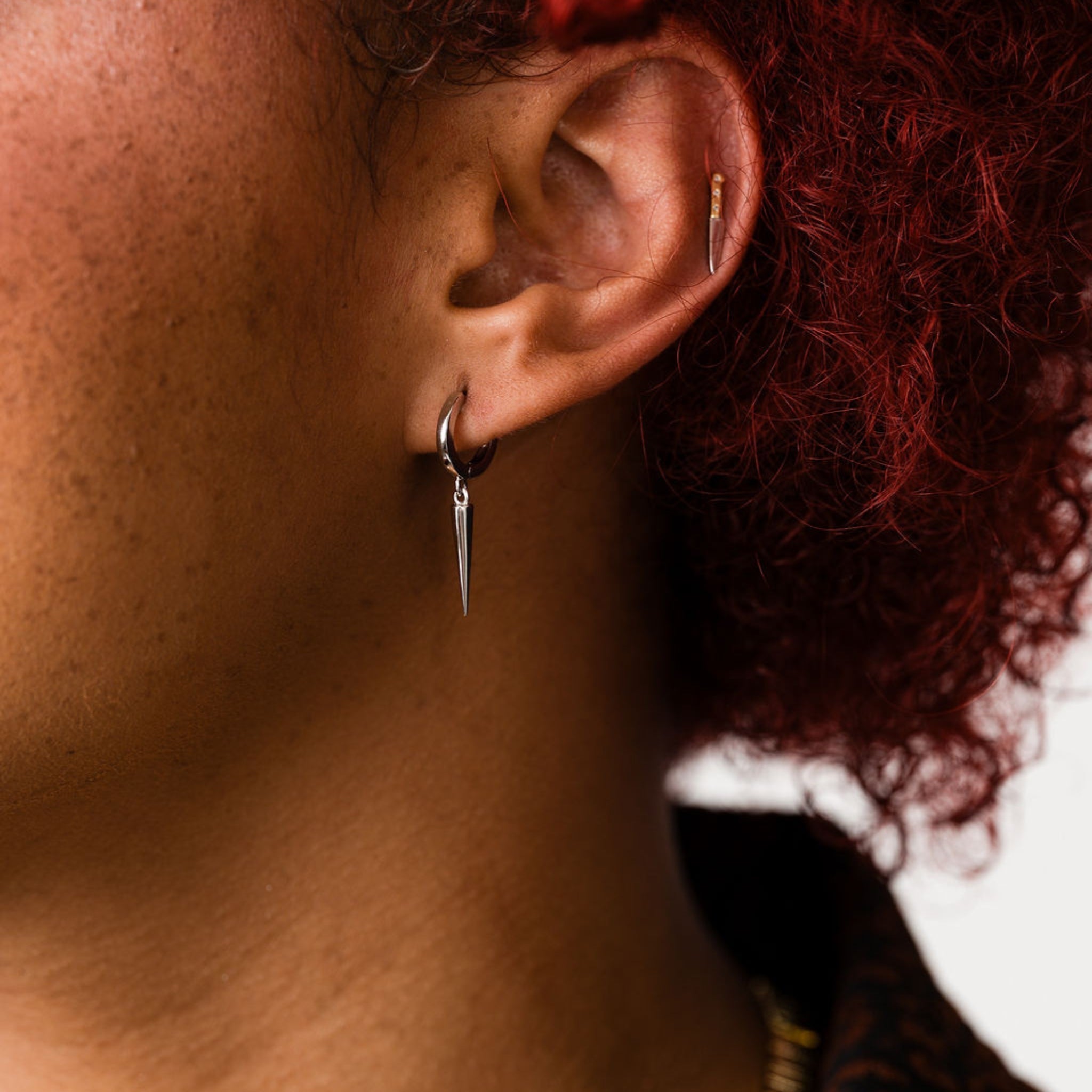 Spike Drop Huggie Hoops