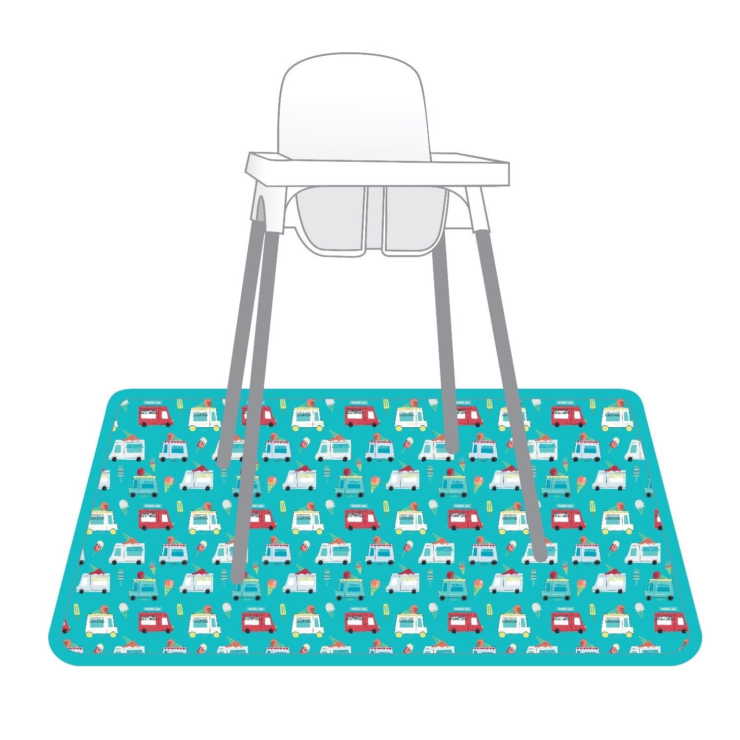 Ice Cream Truck Splash Mat - A Waterproof Catch-all For Highchair Spills And More!