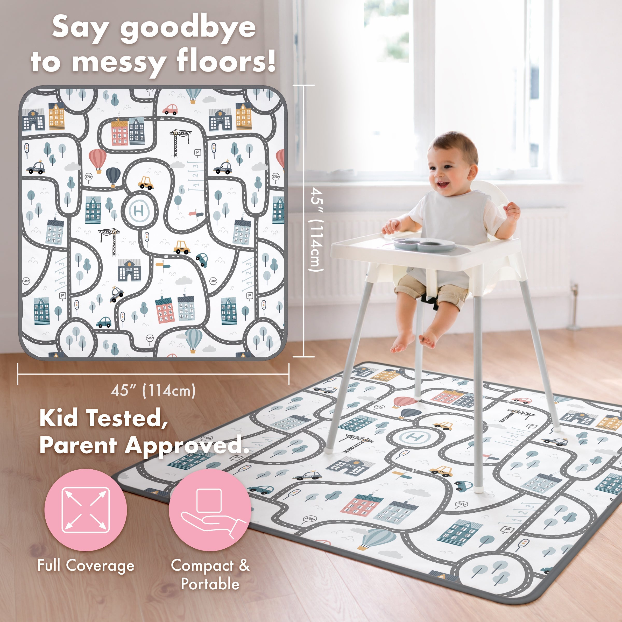 Tiny Town Splash Mat - A Waterproof Catch-all For Highchair Spills And More!