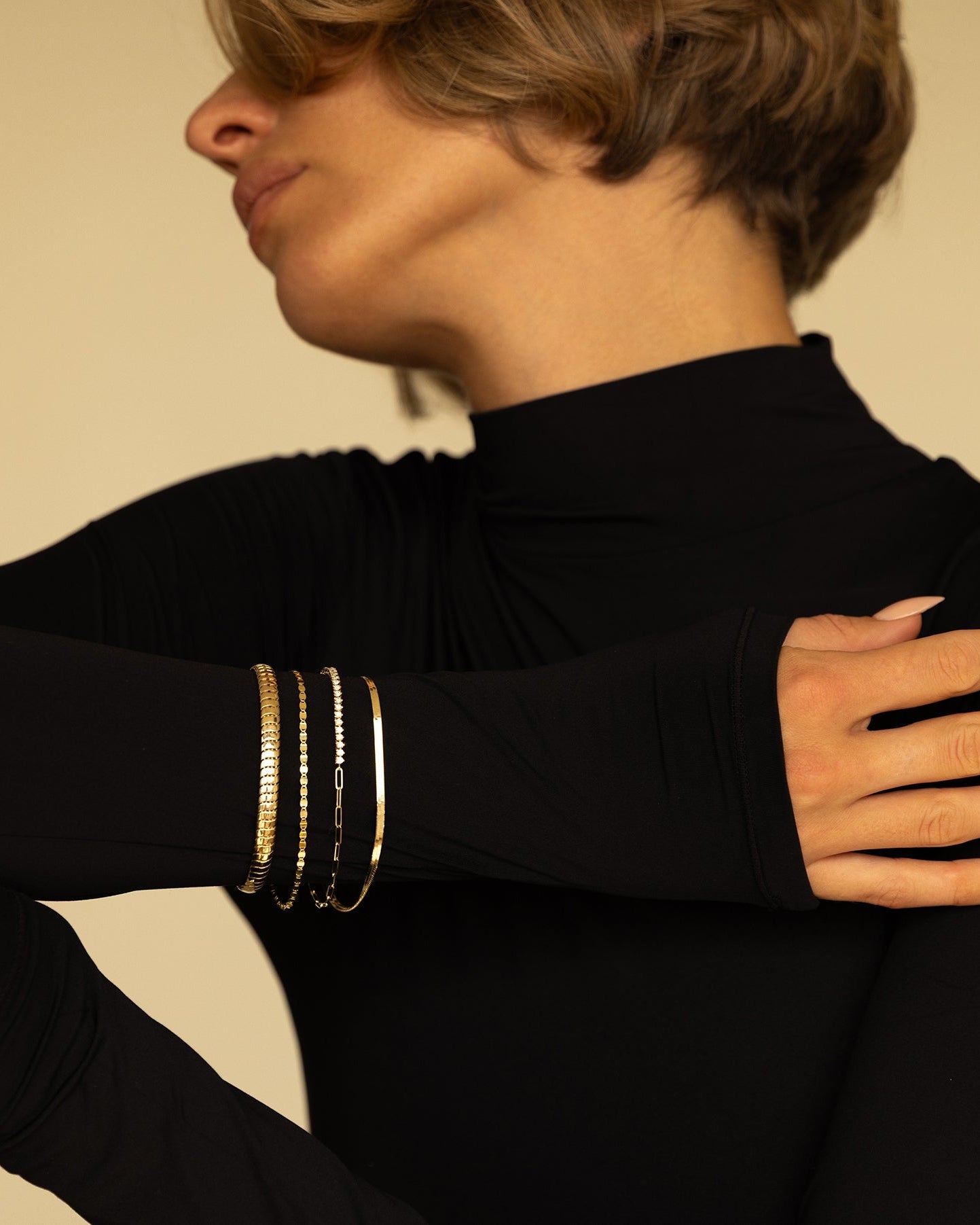 14k Gold Herringbone Bracelet