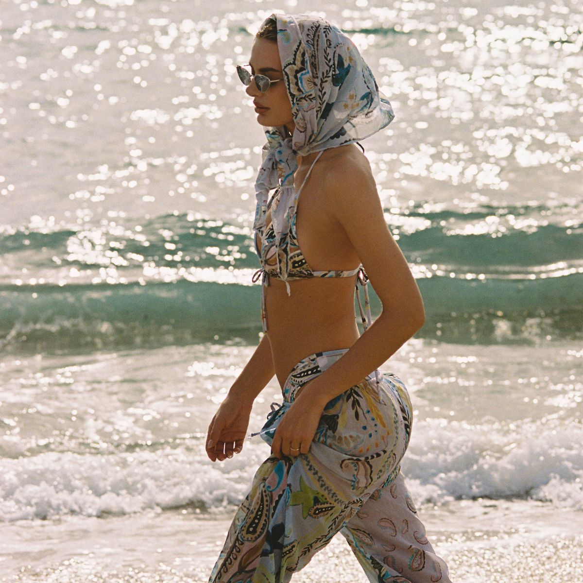 St. Barths Floral Drawstring Wide-leg Pant