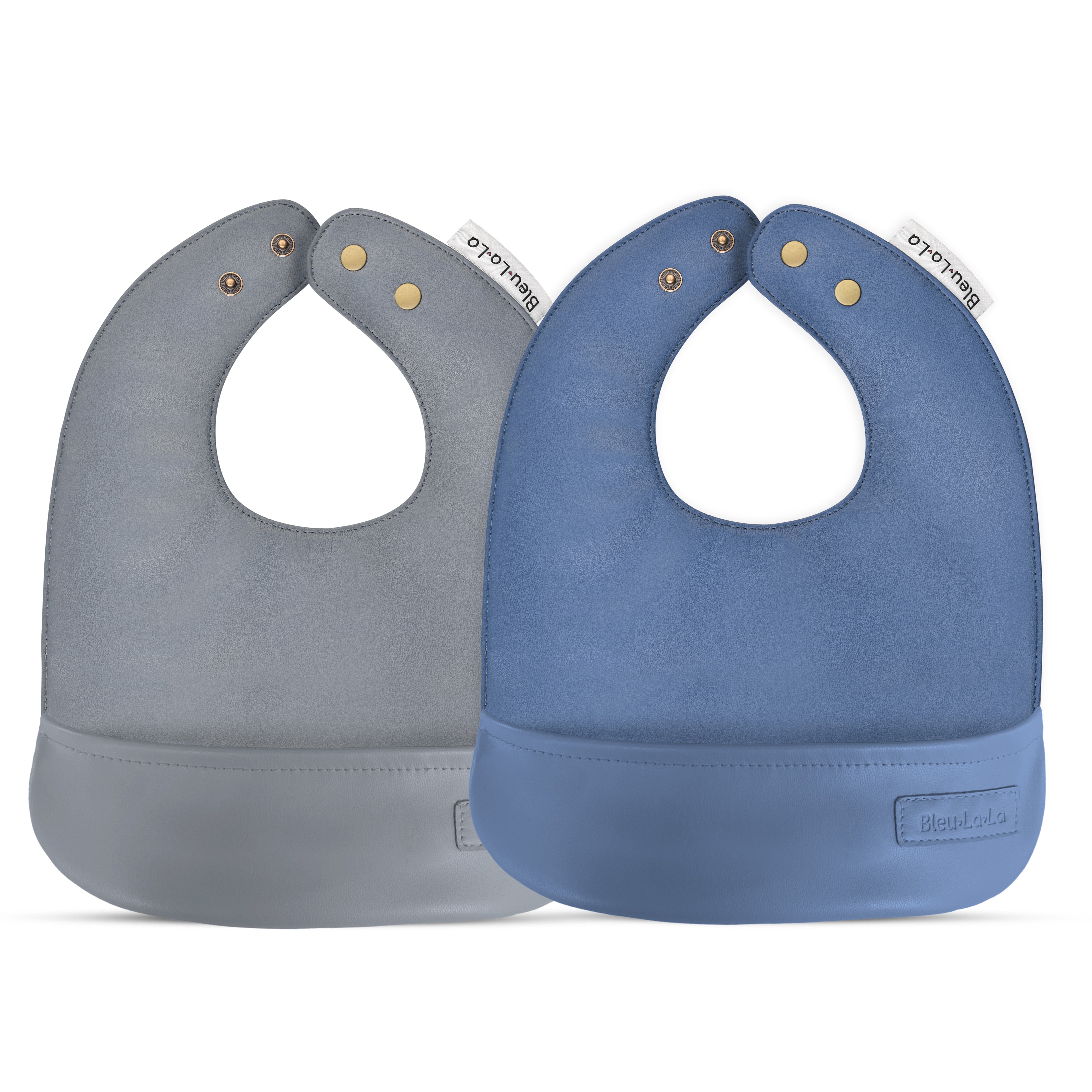 Classic - Set Of Soft Vegan Leather Easy Clean Bibs 0-12 Months By Bleu La La