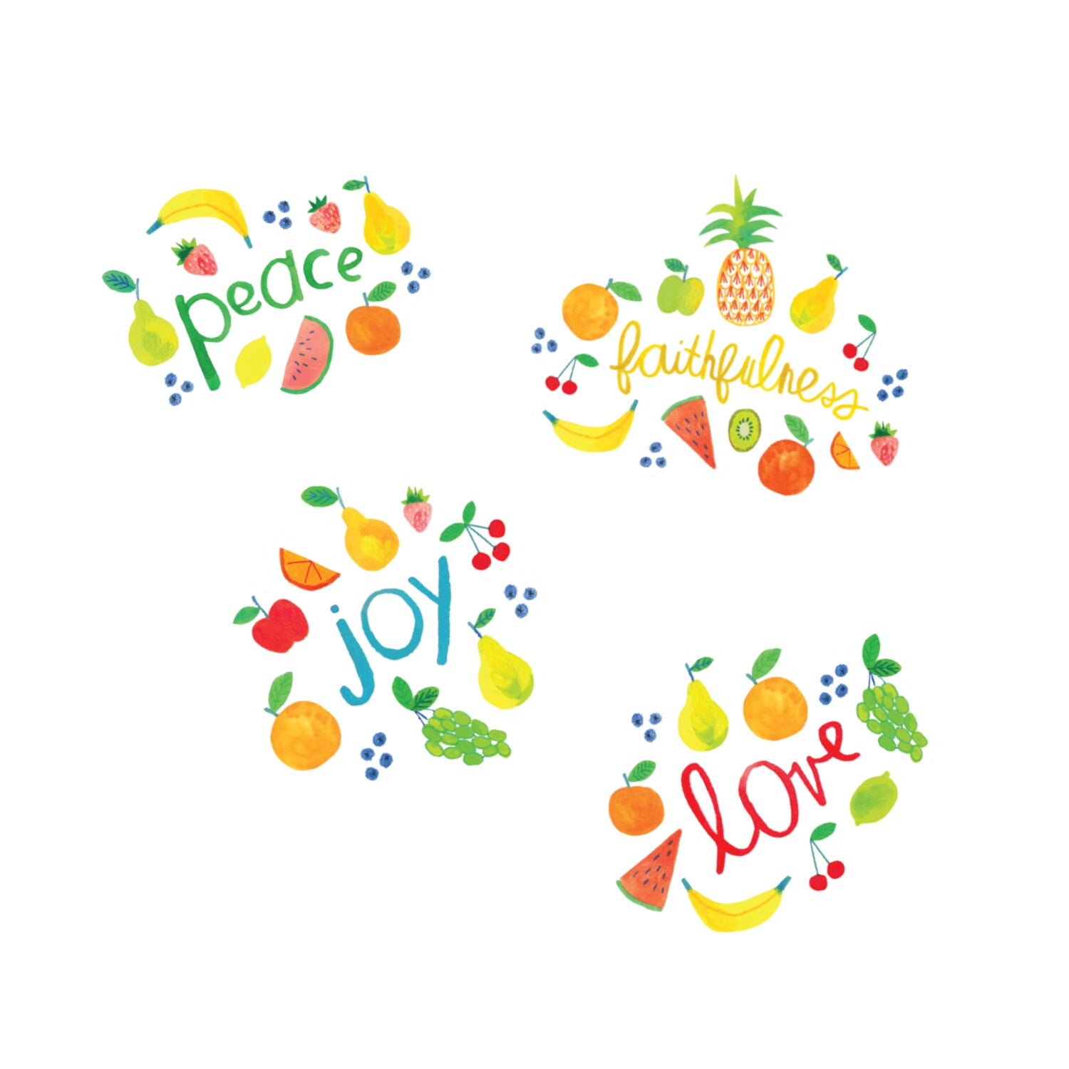 Fruit Of The Spirit Stickers 4 Pack