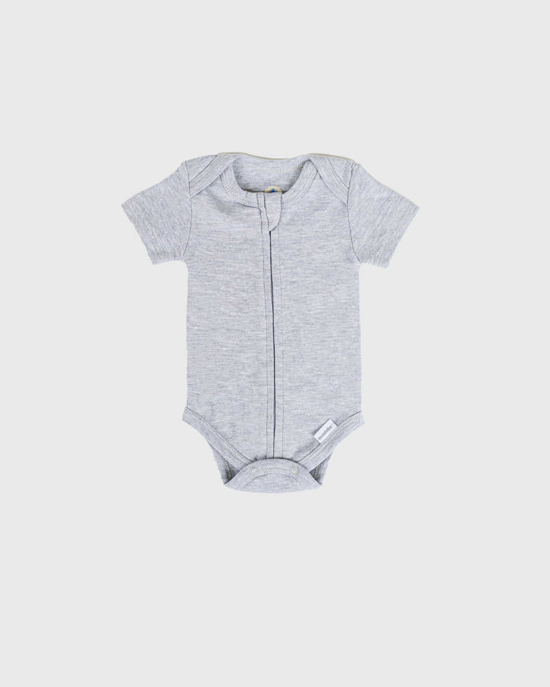 Short Sleeve Zipper Bodysuit In Storm, 3-6m