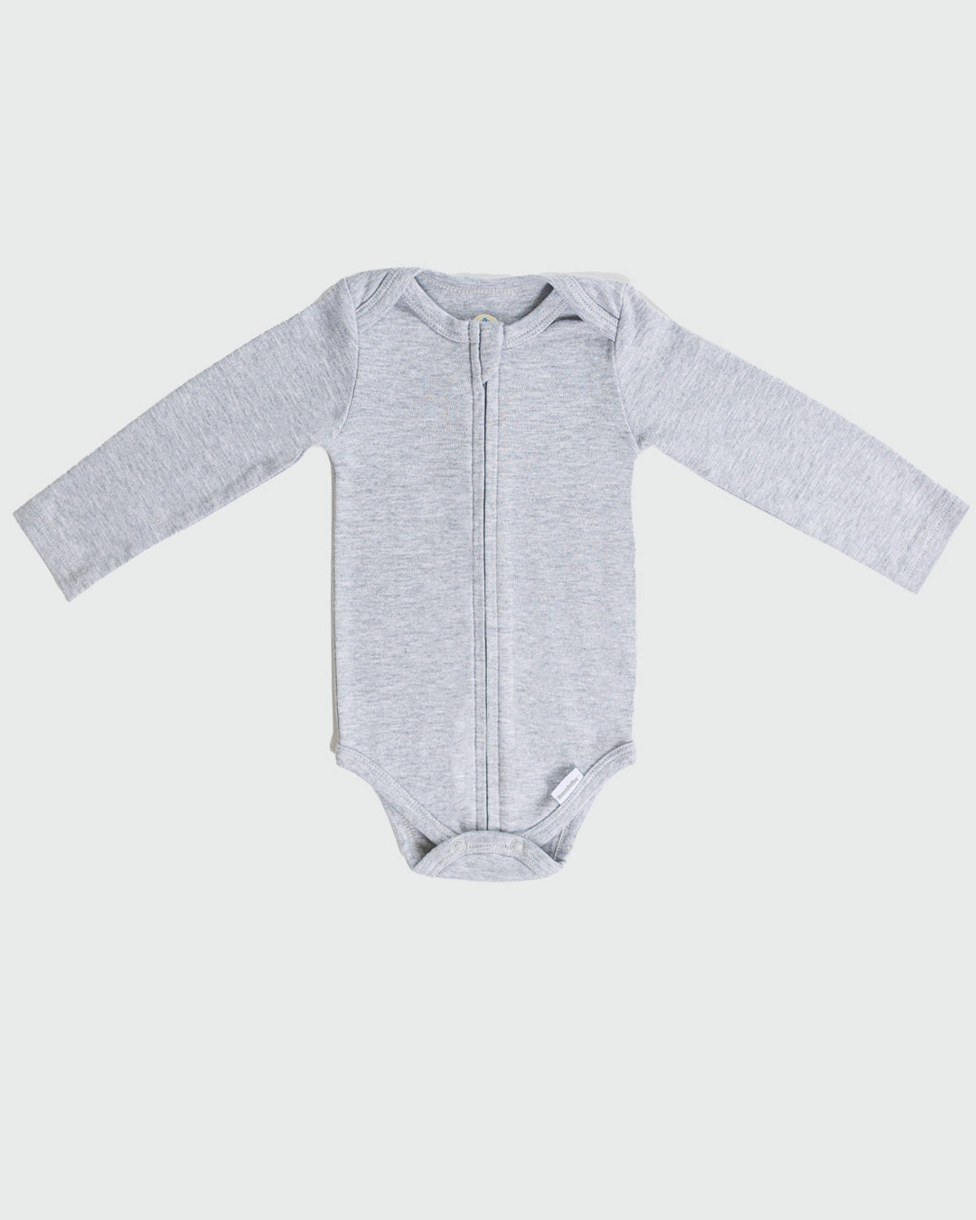 Long Sleeve Zipper Bodysuit In Storm, 6-9m