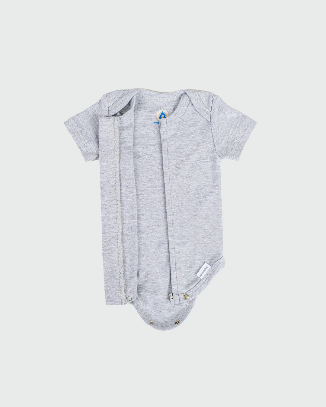 Short Sleeve Zipper Bodysuit In Storm, 3-6m