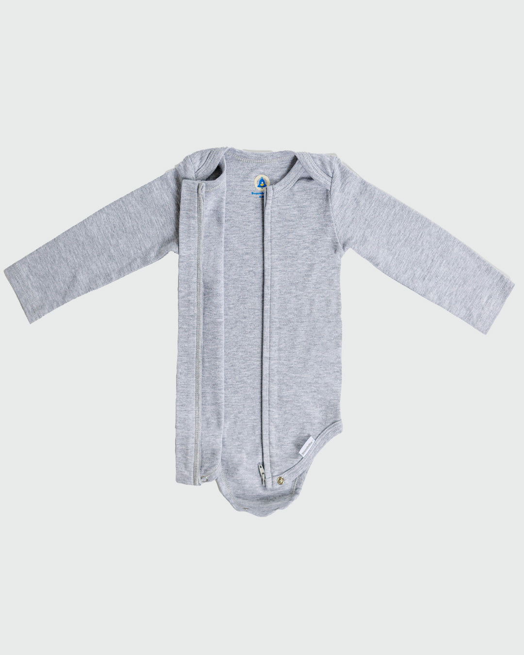 Long Sleeve Zipper Bodysuit In Storm, 6-9m