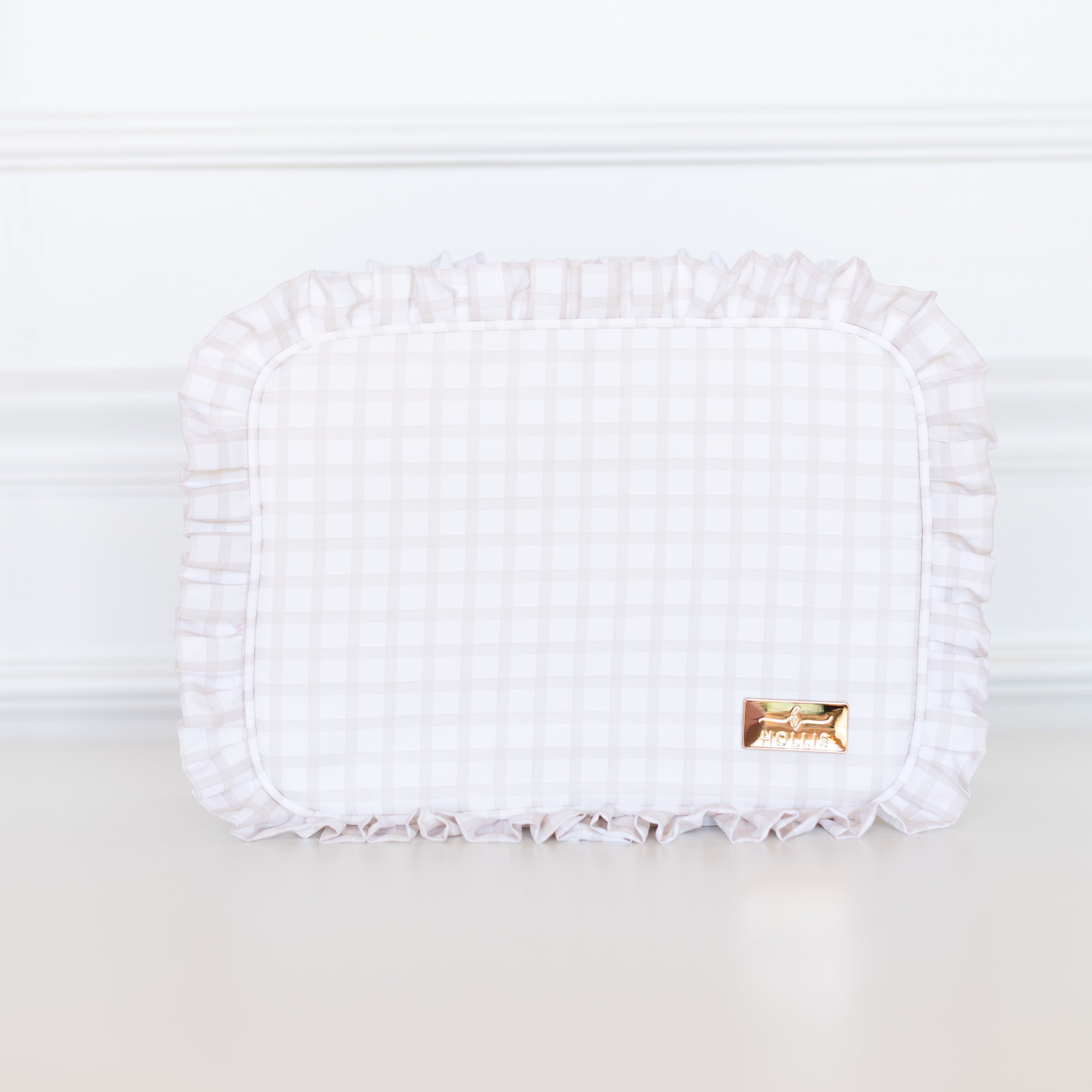 Nude Plaid Ruffled Nylon Xl Pouch