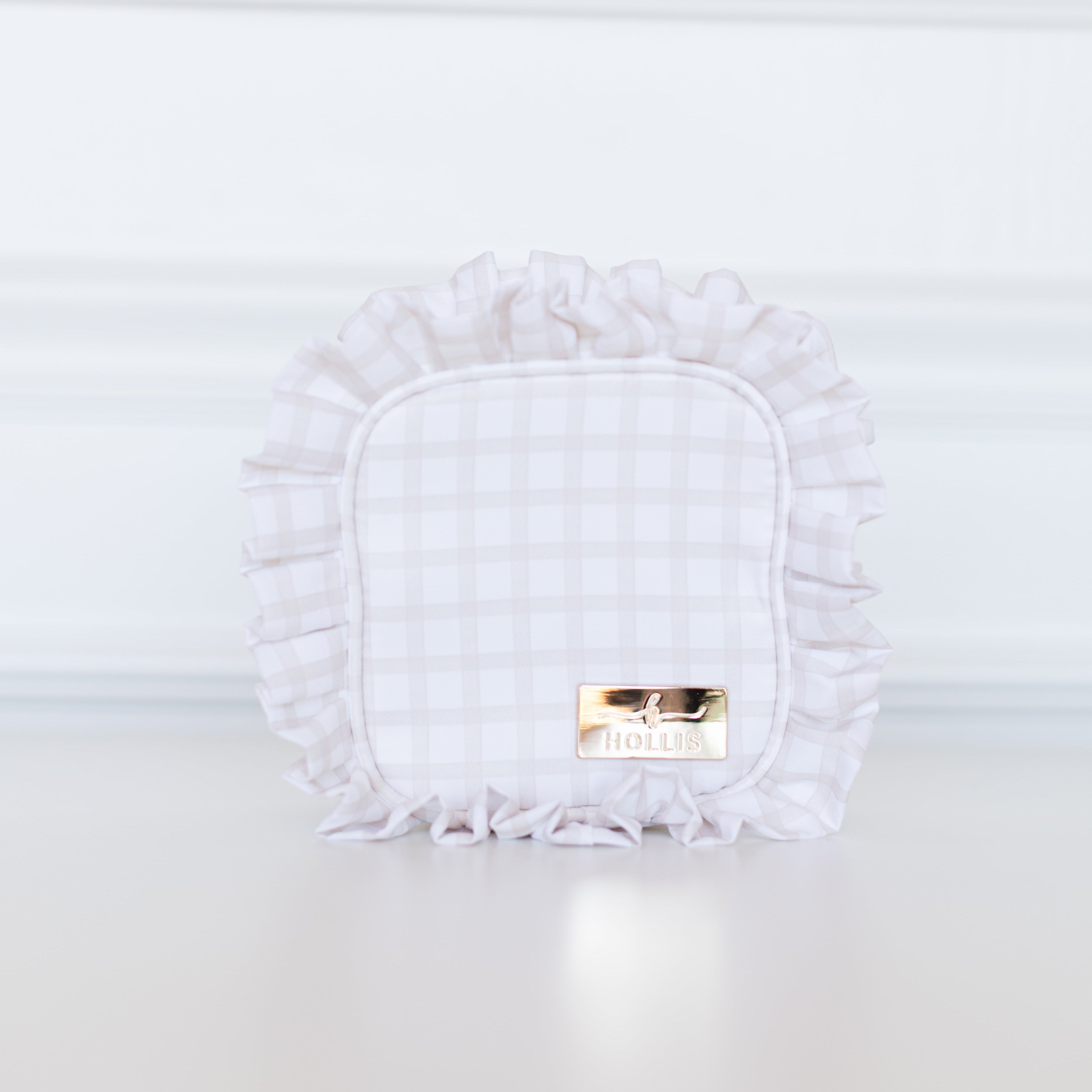 Nude Plaid Ruffled Nylon Tech Organizer