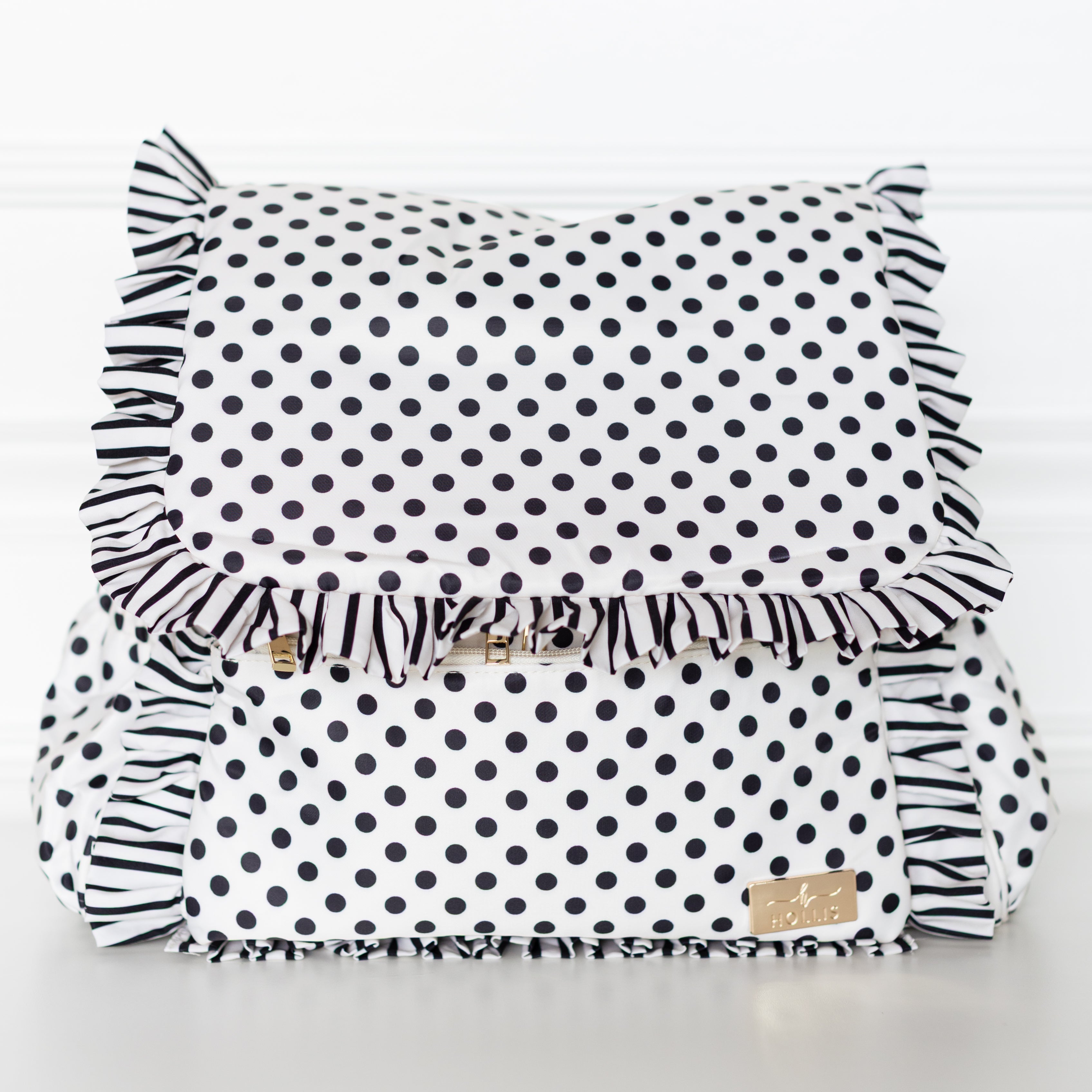 Polka Stripe Ruffled Nylon Diaper Bag