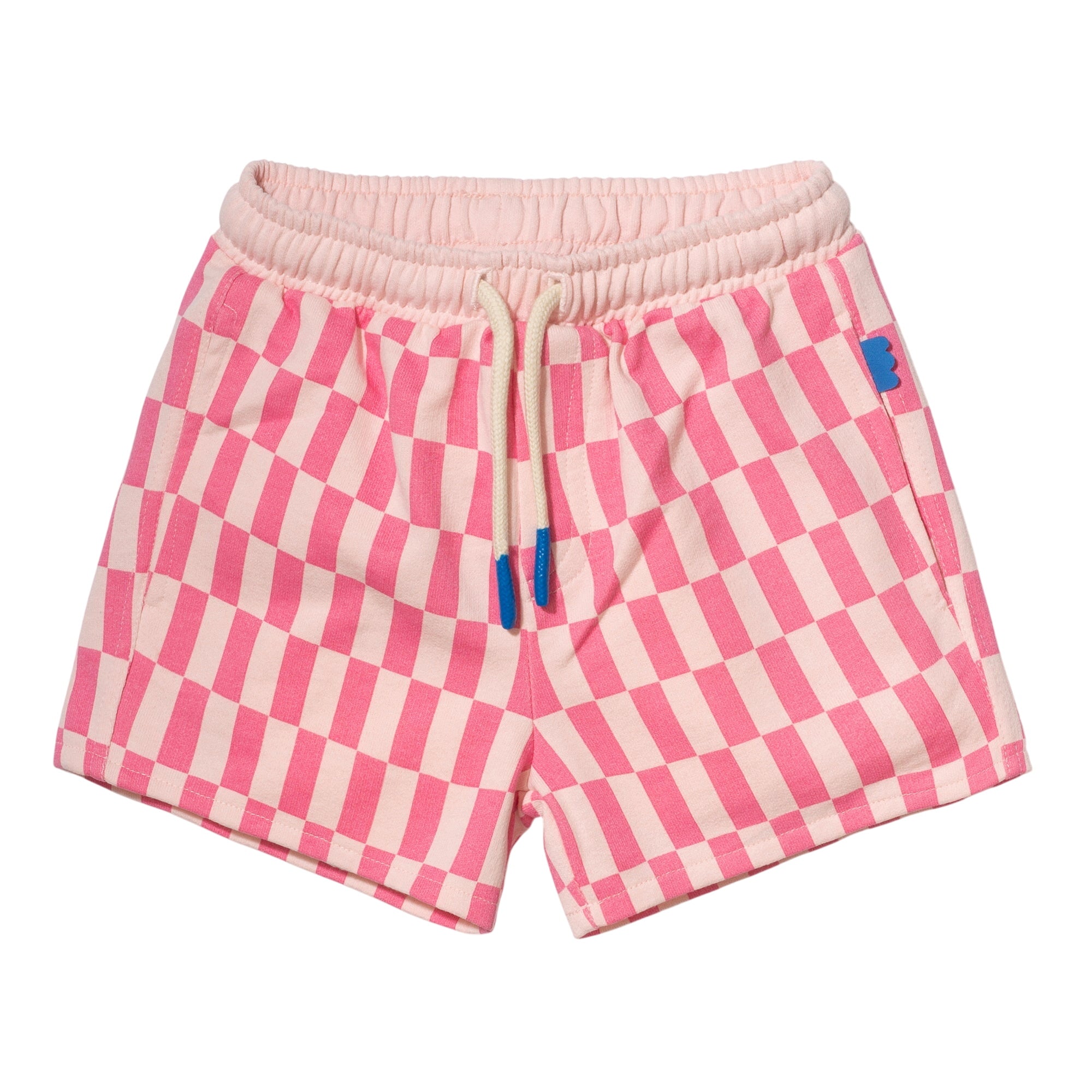 Recycled Cotton Pink Checkered Cropped Kid Short