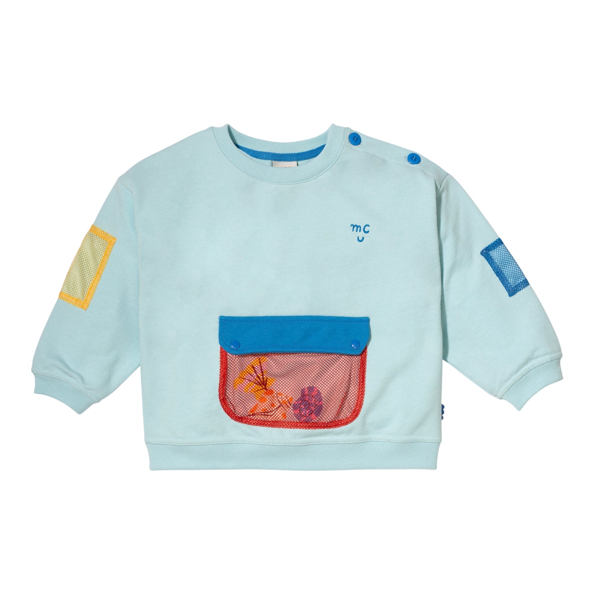 Recycled Cotton Blue Pocket Kid Sweatshirt