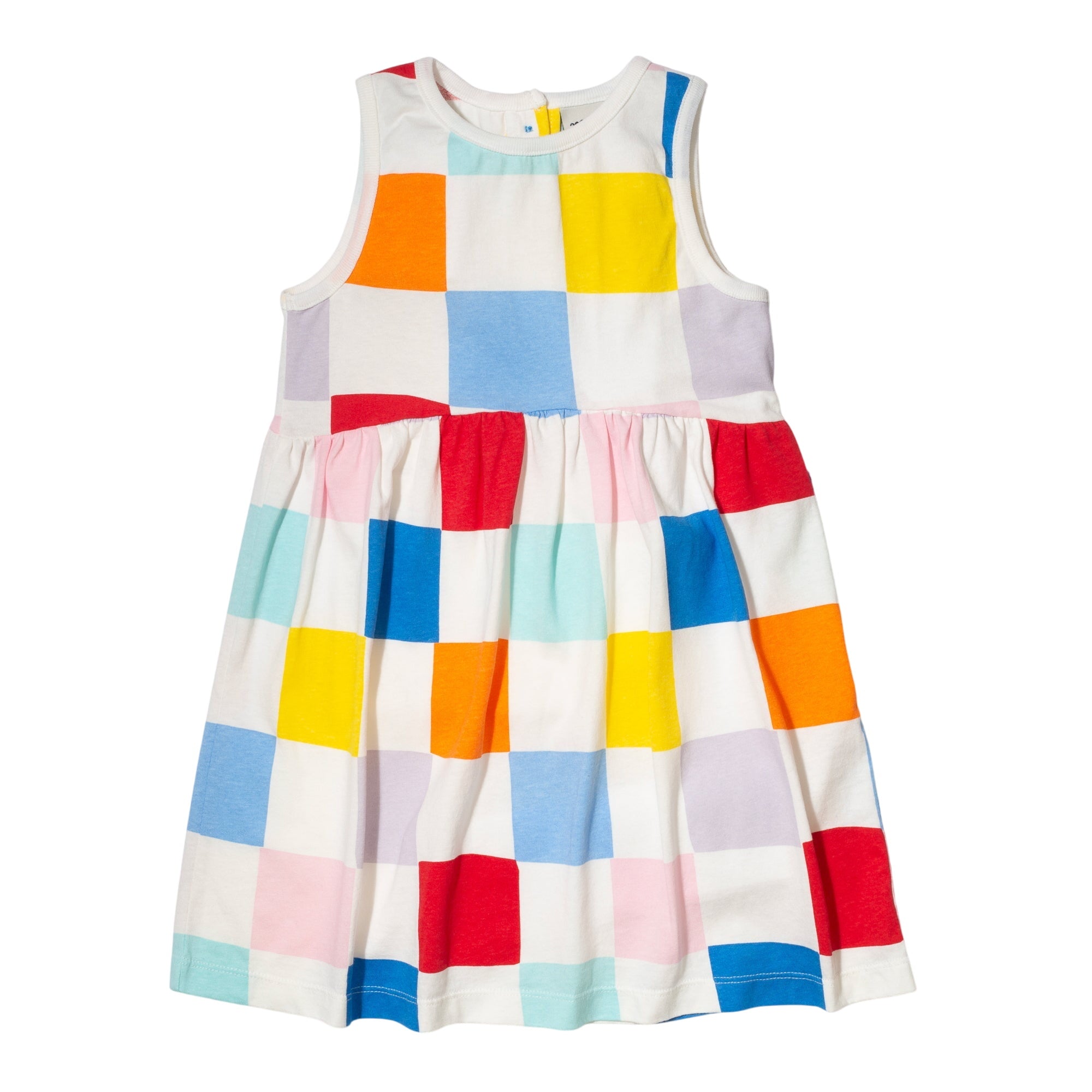 Recycled Cotton Checkered Kid Tank Dress