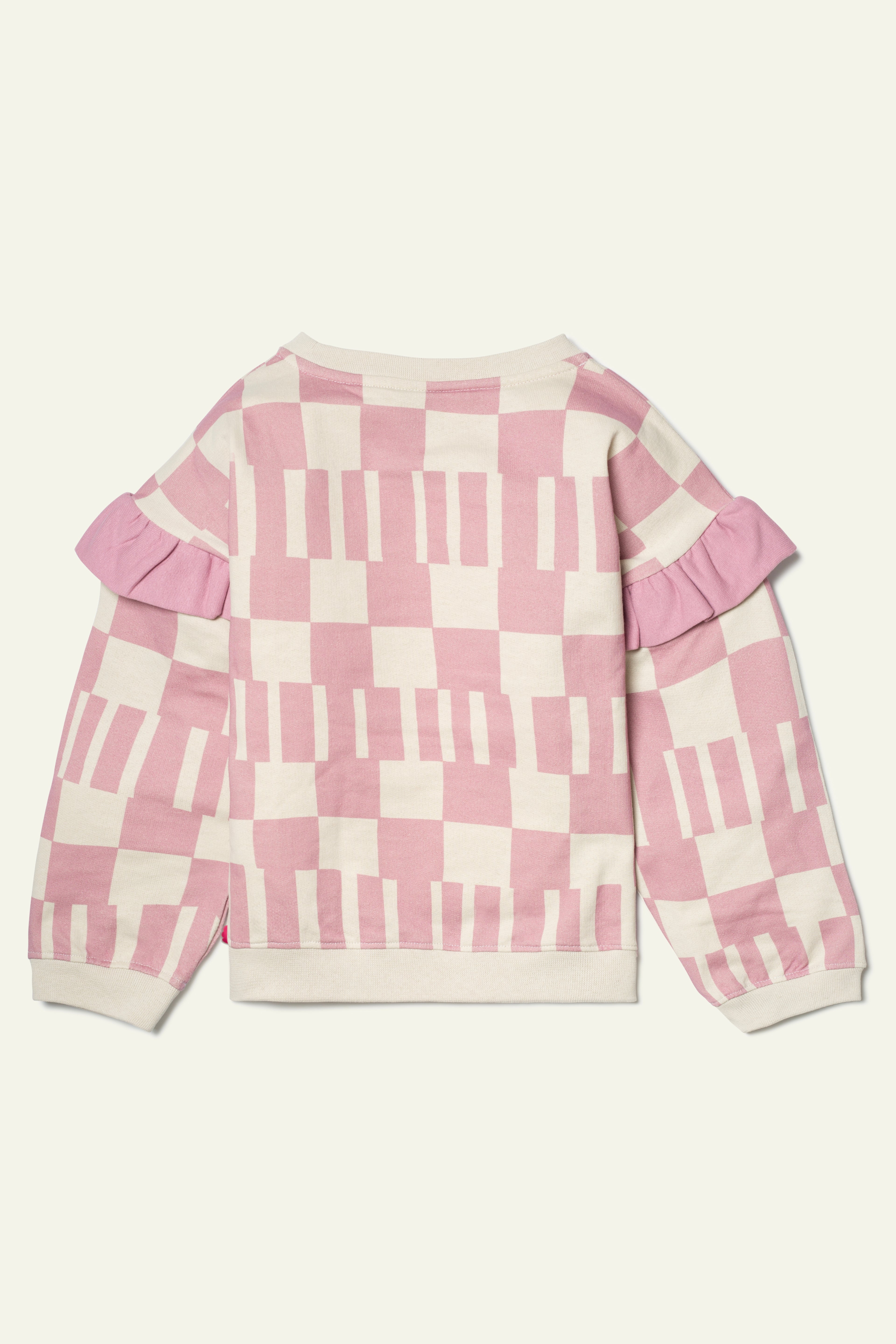 Recycled Cotton Pink Block Ruffled Sweatshirt
