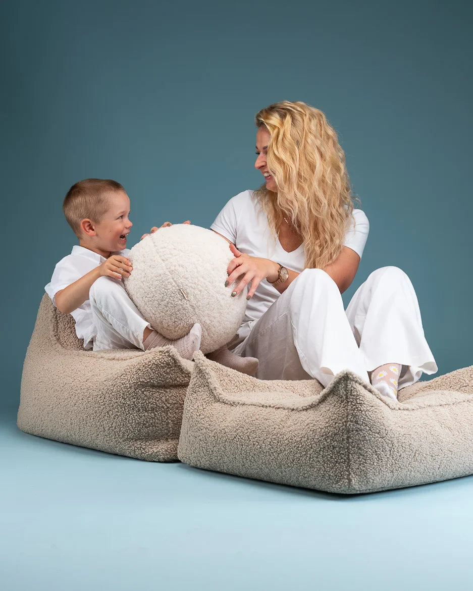 Biscuit Beanbag Chair And Ottoman Set