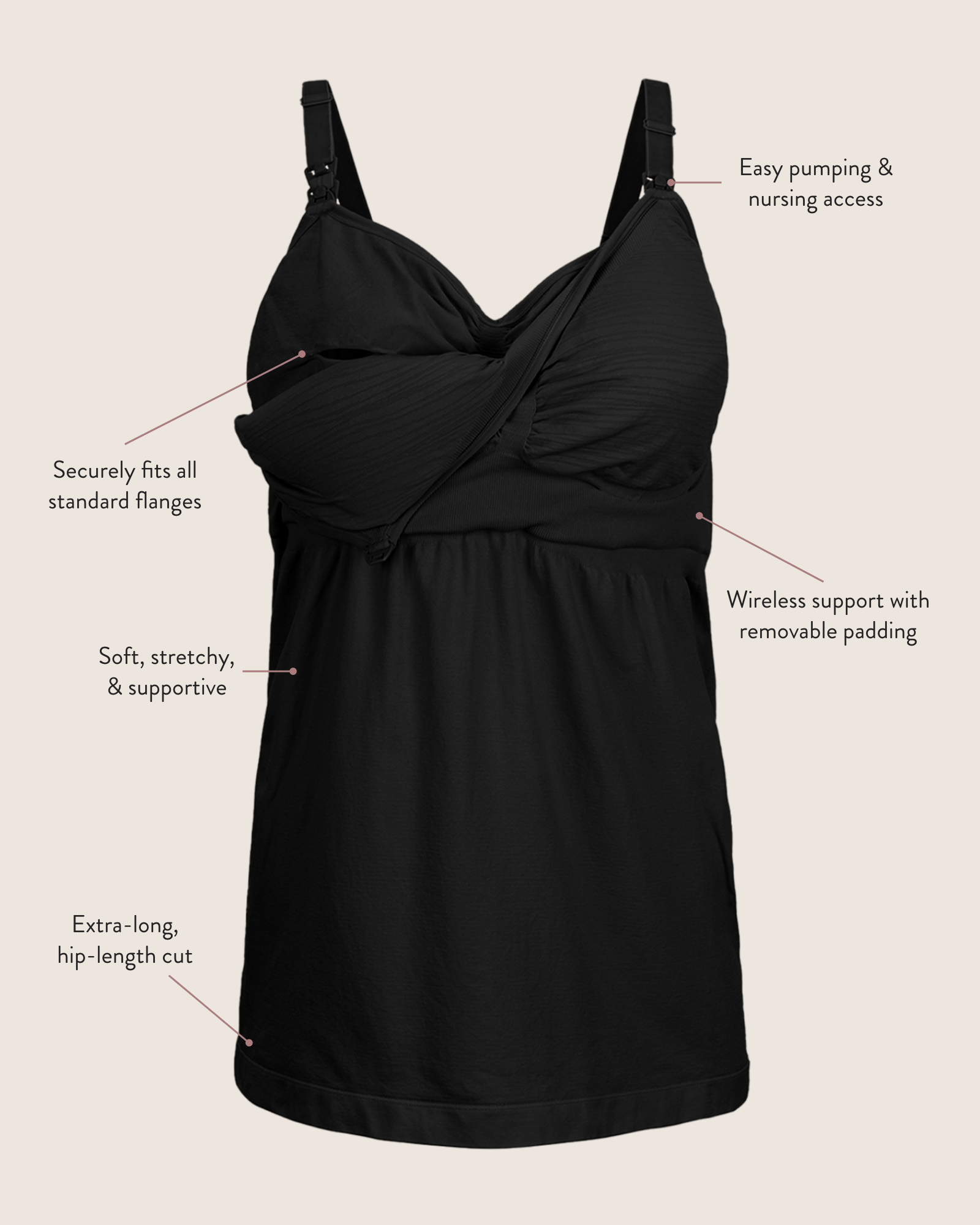 Sublime® Hands-free Pumping & Nursing Tank | Black