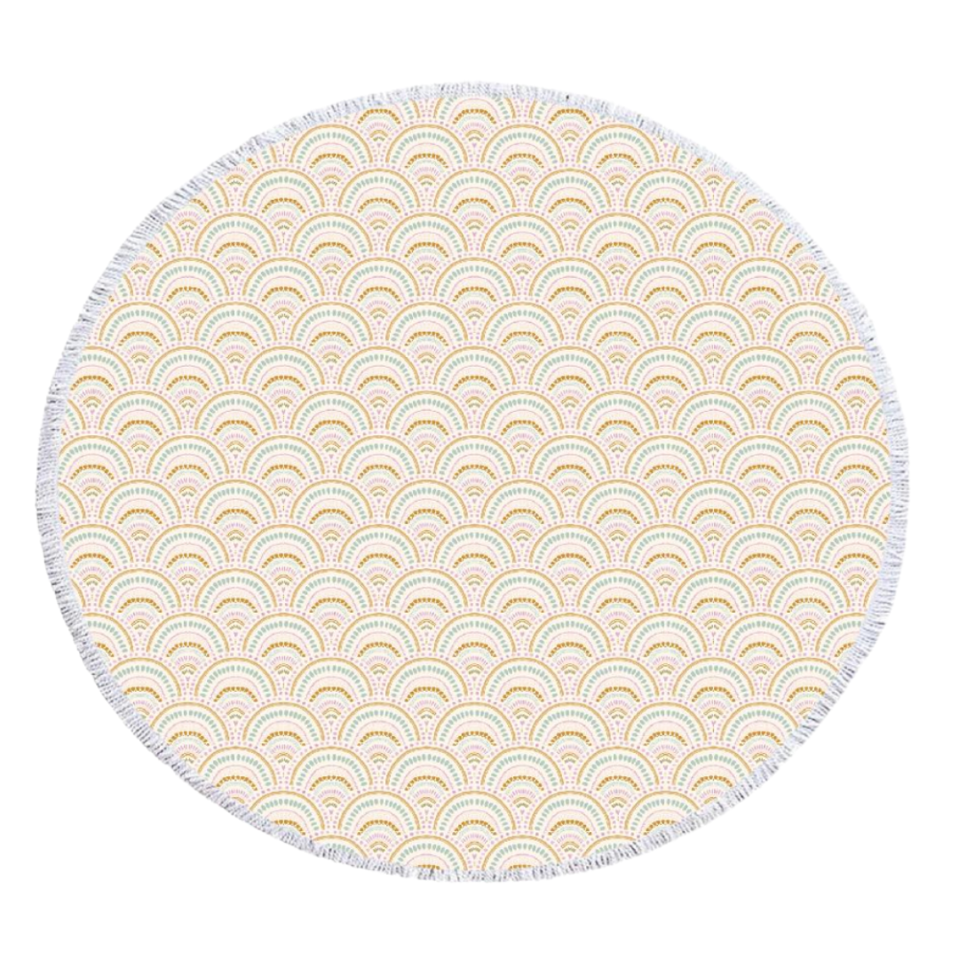 Boho Rainbows Round Beach Towel Blanket