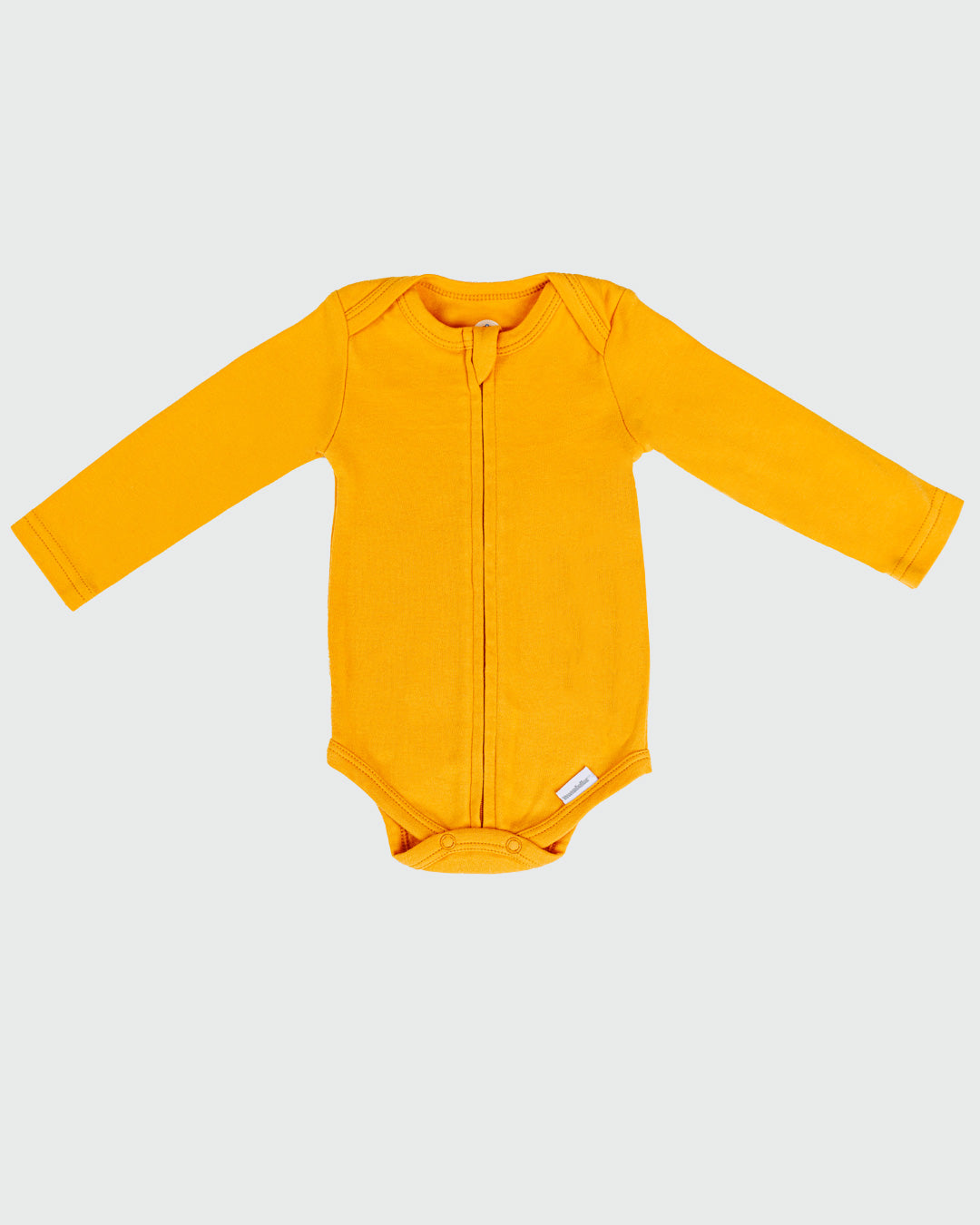 Long Sleeve Zipper Bodysuit In Sunburst, 6-9m