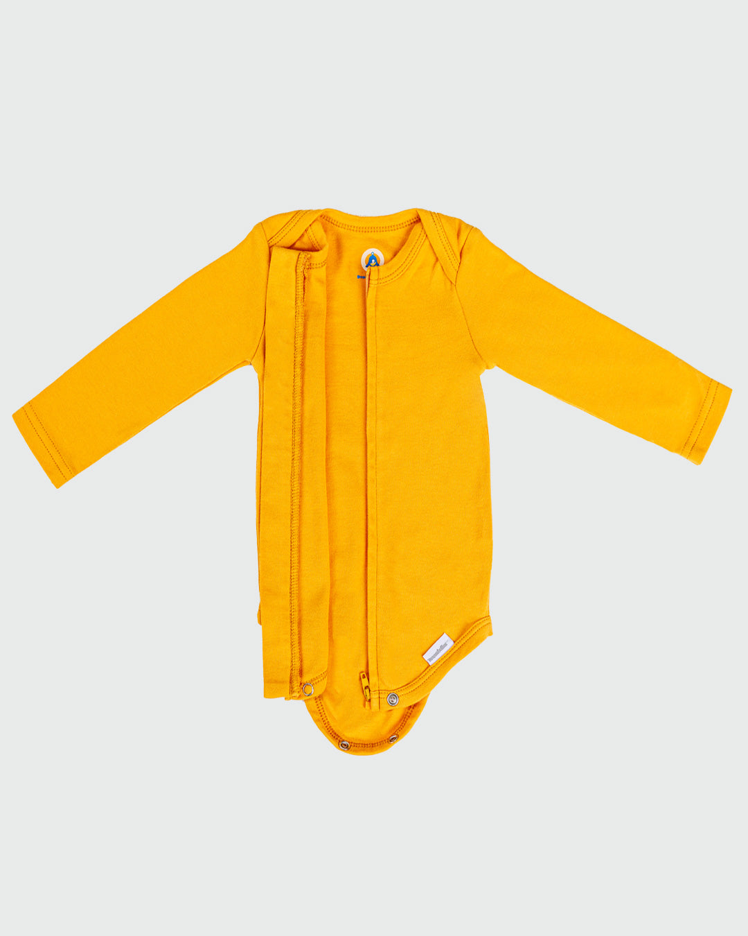 Long Sleeve Zipper Bodysuit In Sunburst, 9-12m