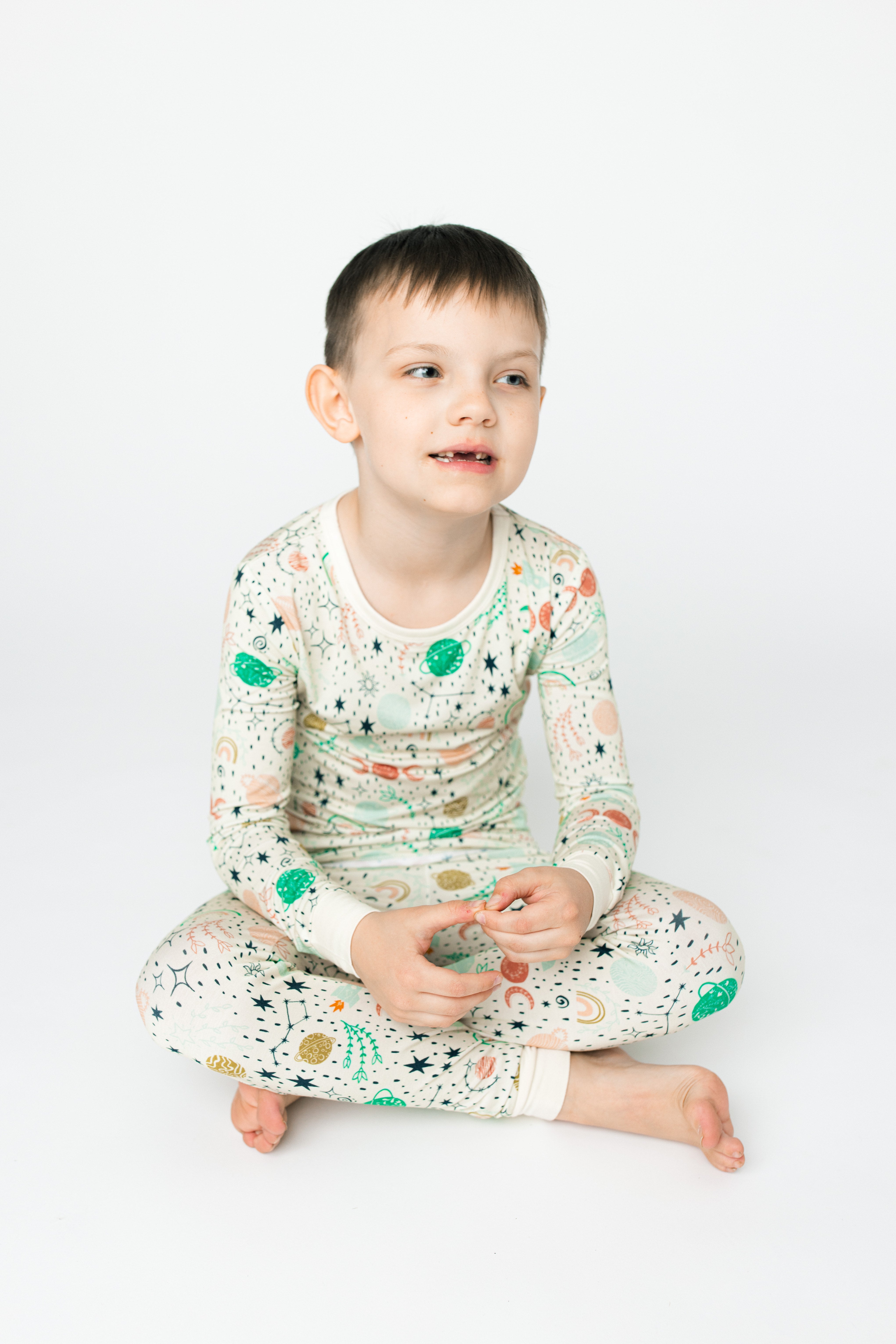 Good Morning Moons Two-piece Pajama Set Cream