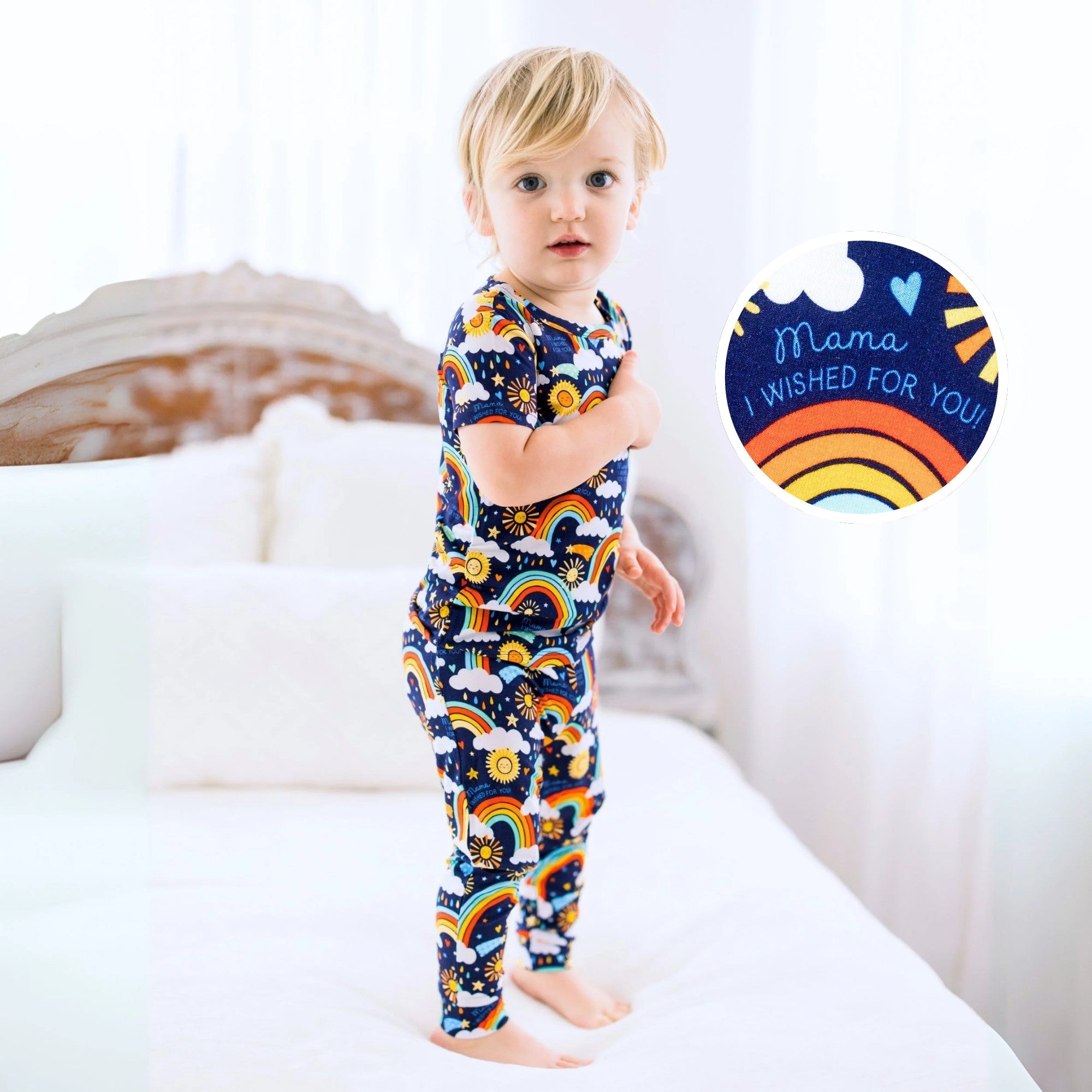 The Second-skin 2-piece Short Sleeve Pajama | Here Comes The Sunshine (blue)